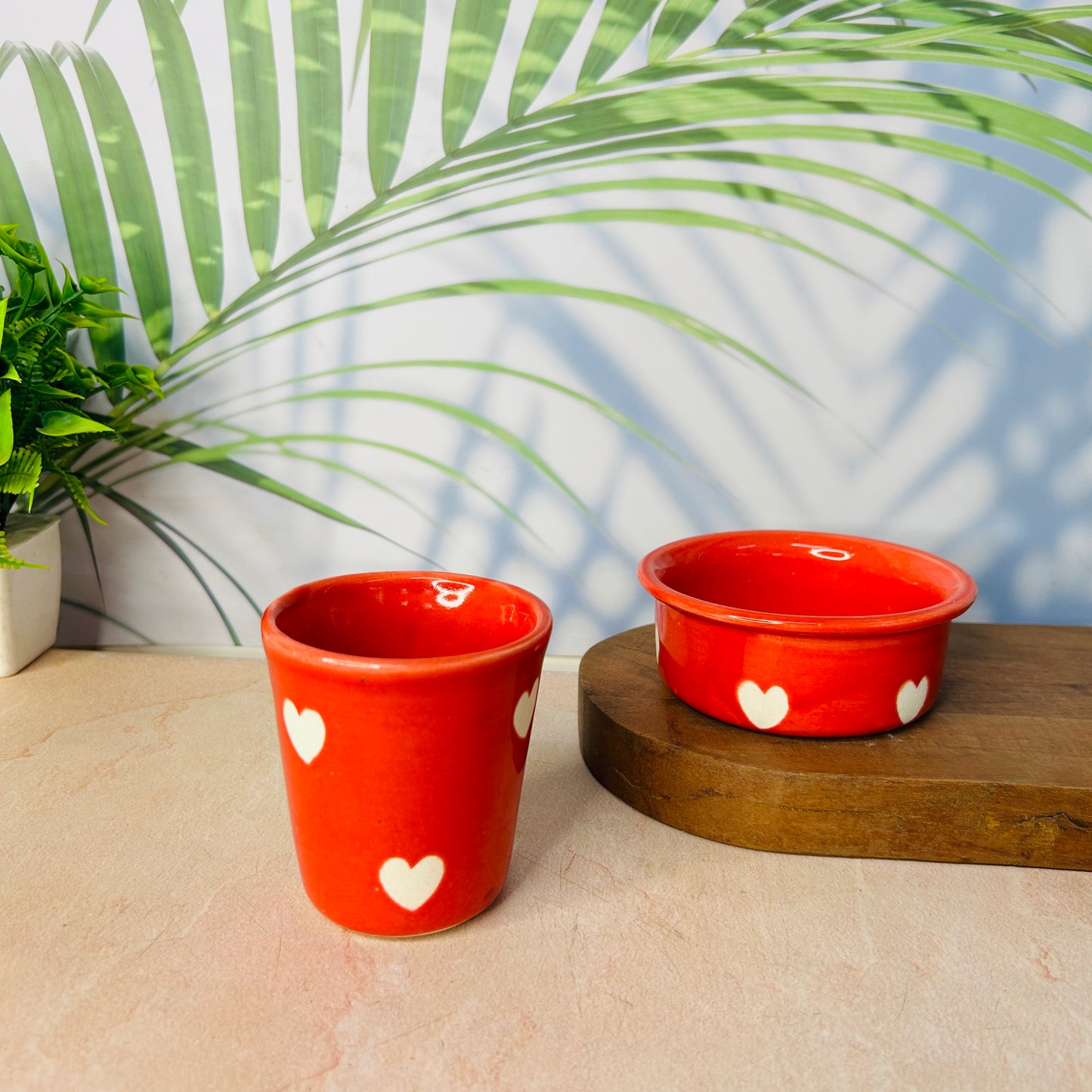Red Heart Filter Coffee Glass set