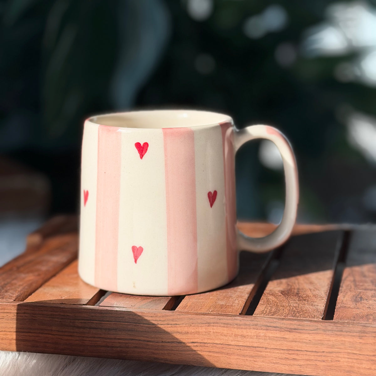 Pink Heart Stripe Coffee Mug
