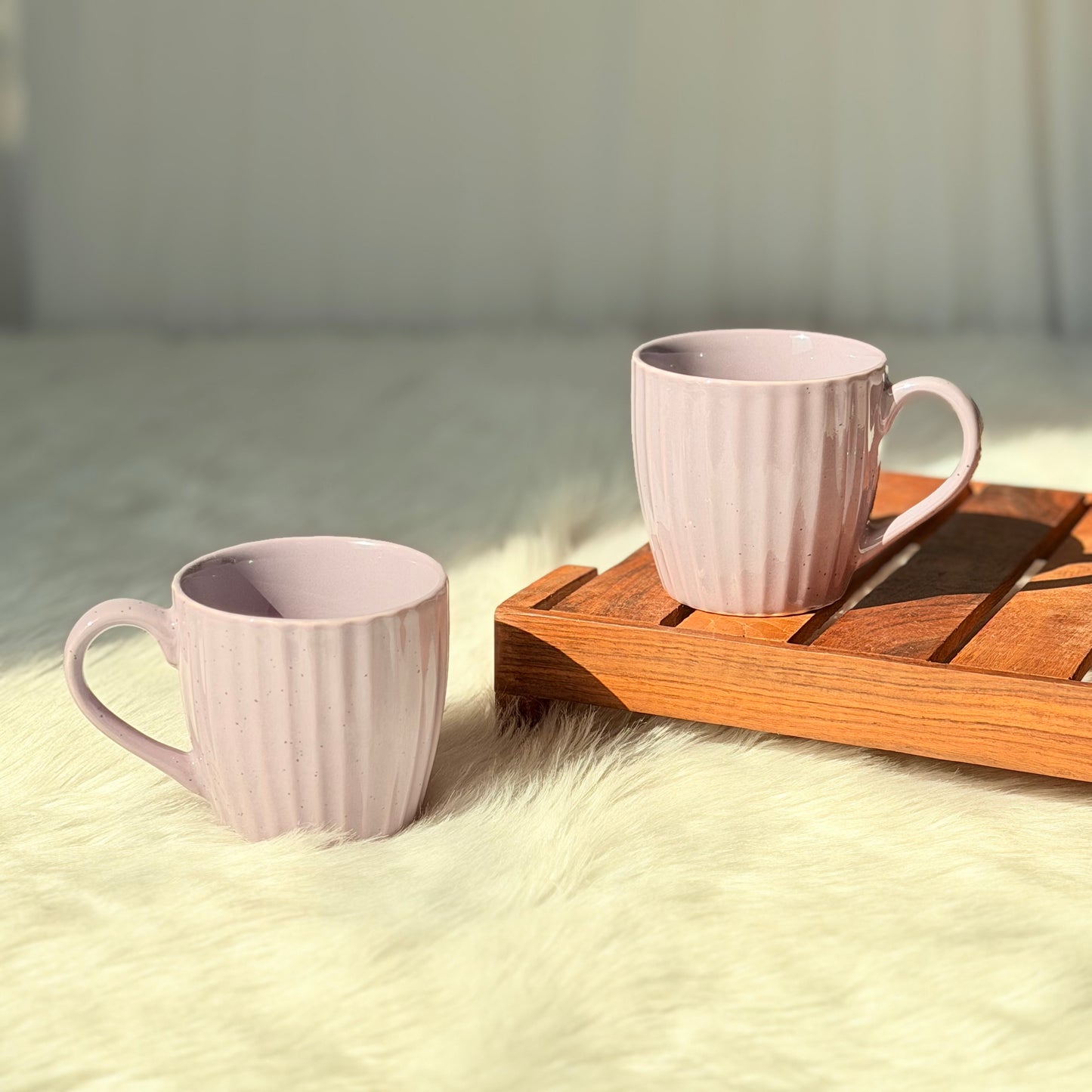 Lavender Ribbed Ceramic Coffee Mug