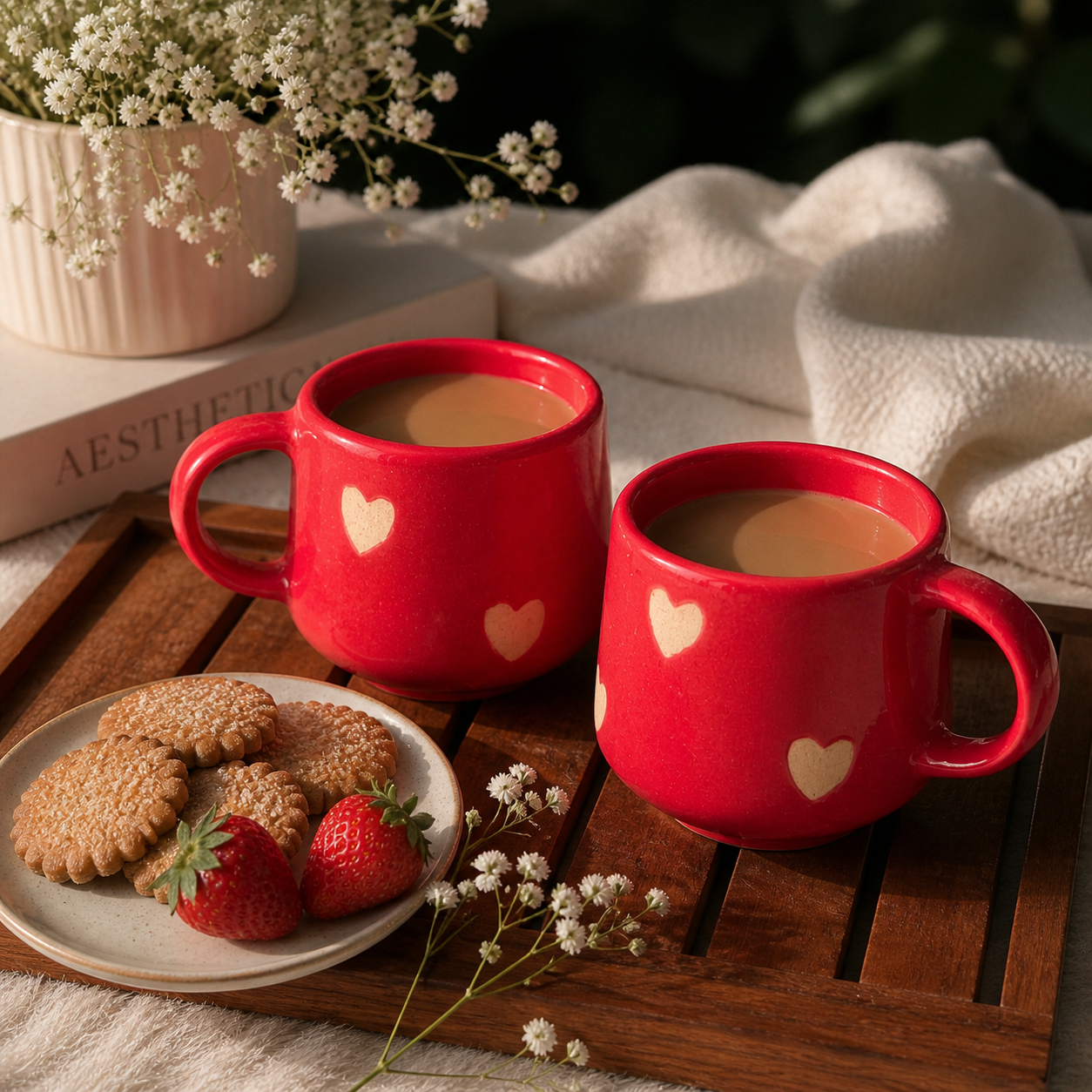 Red Heart Ceramic Tea Cup - Pack of 1