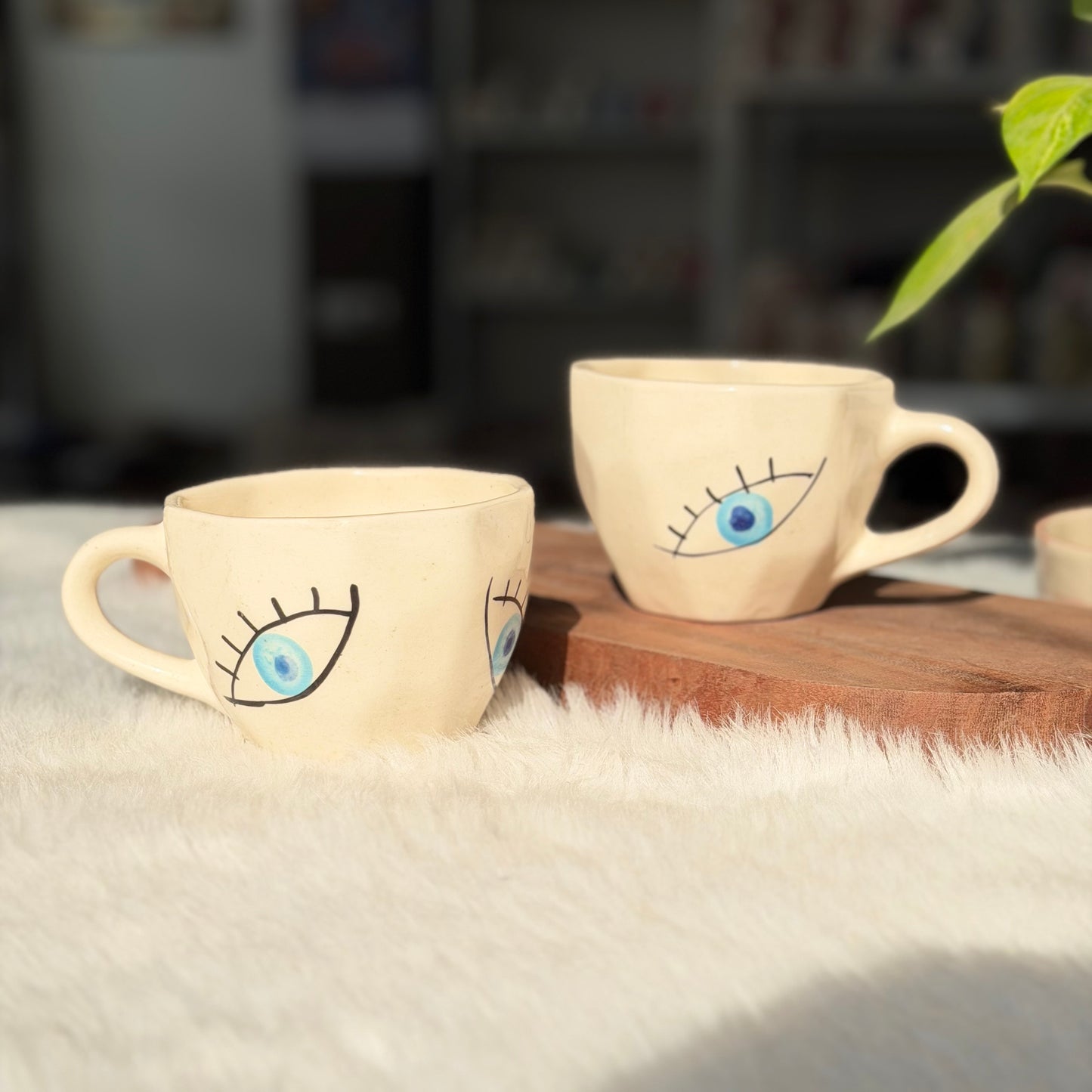Evil Eye Ceramic Coffee Mug – Artisan Pottery Tea Cup