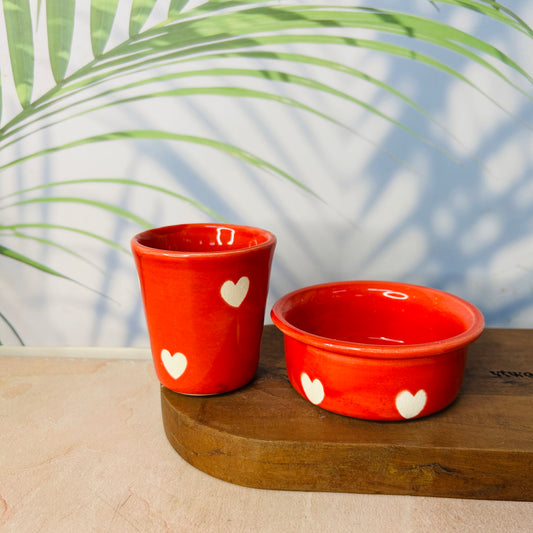 Red Heart Filter Coffee Glass set