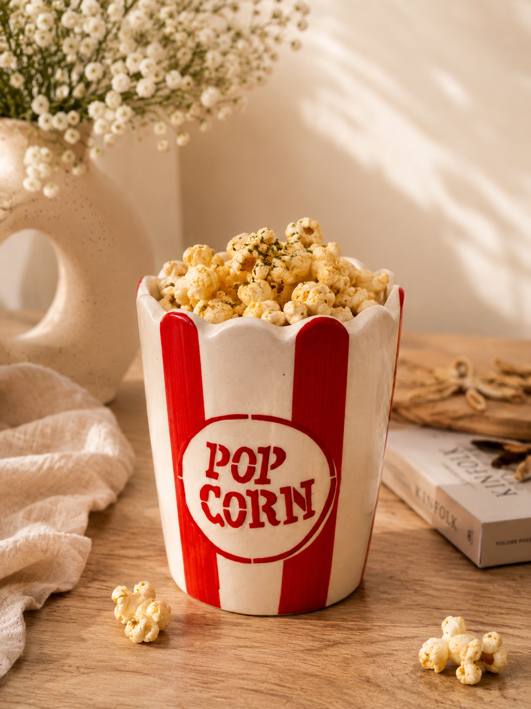 EXCLUSIVE Popcorn Ceramic TUB | Retro Movie Night Snack Bowl