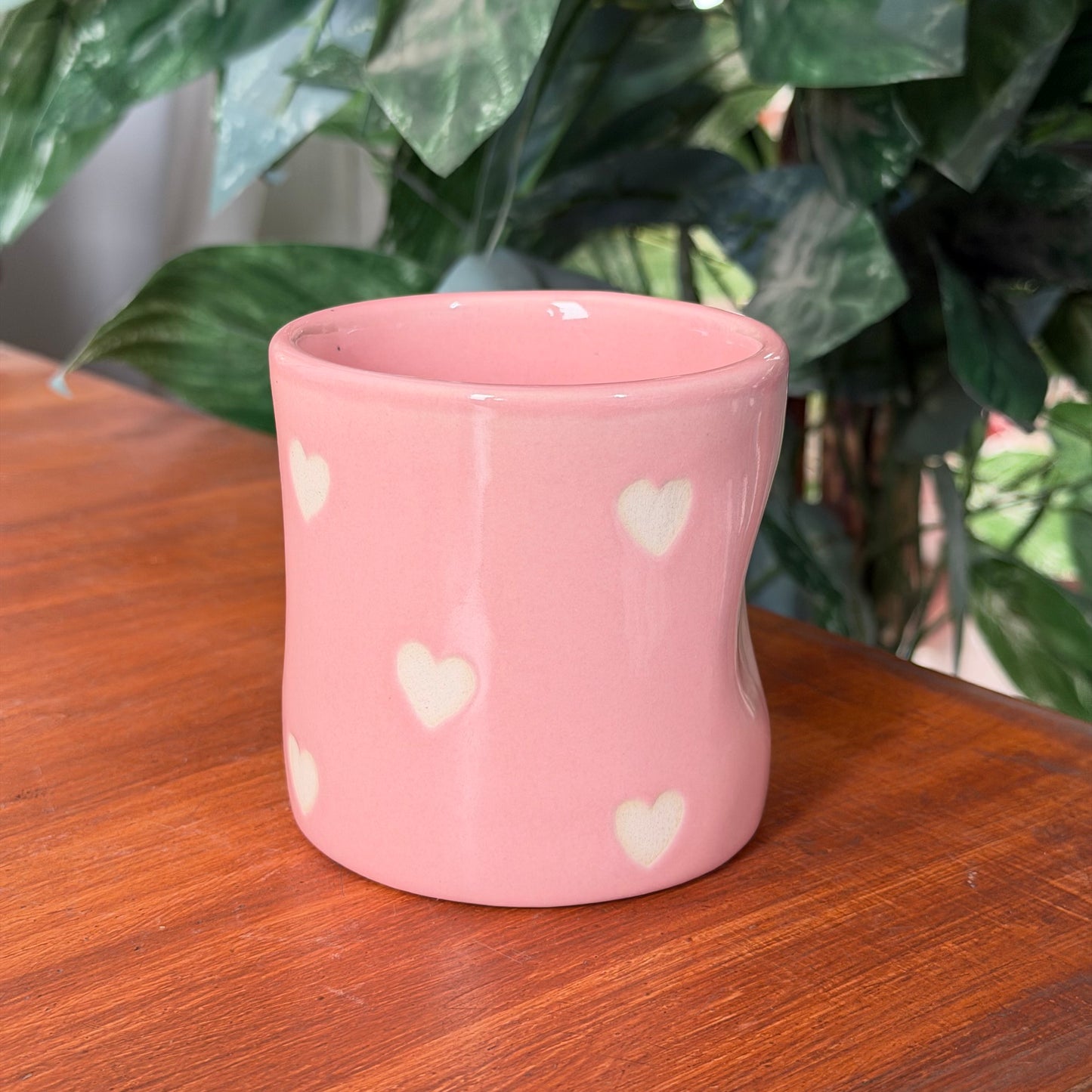 Pink Heart Glass Jar