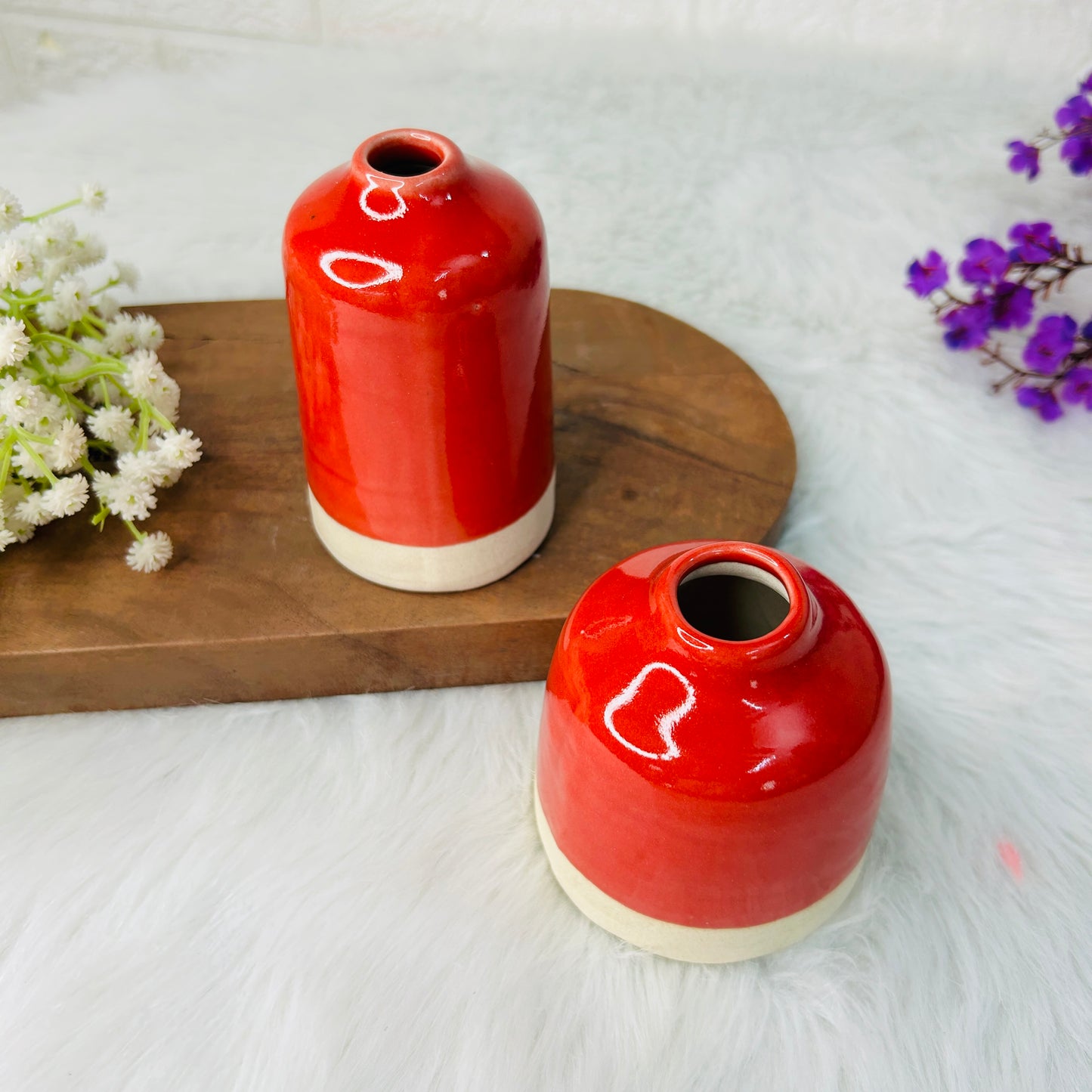 Scarlet Glow Mini Ceramic Vase Set