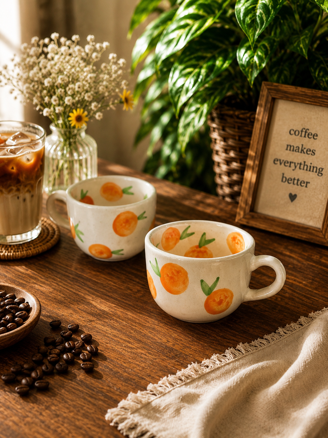 Hand-Painted Orange Ceramic Mug