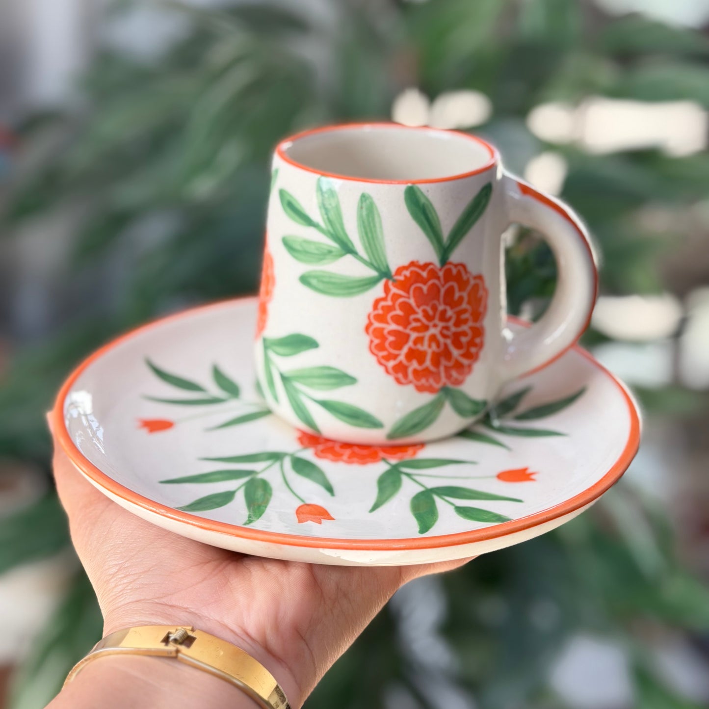 Floral Ceramic Cup & Saucer Set