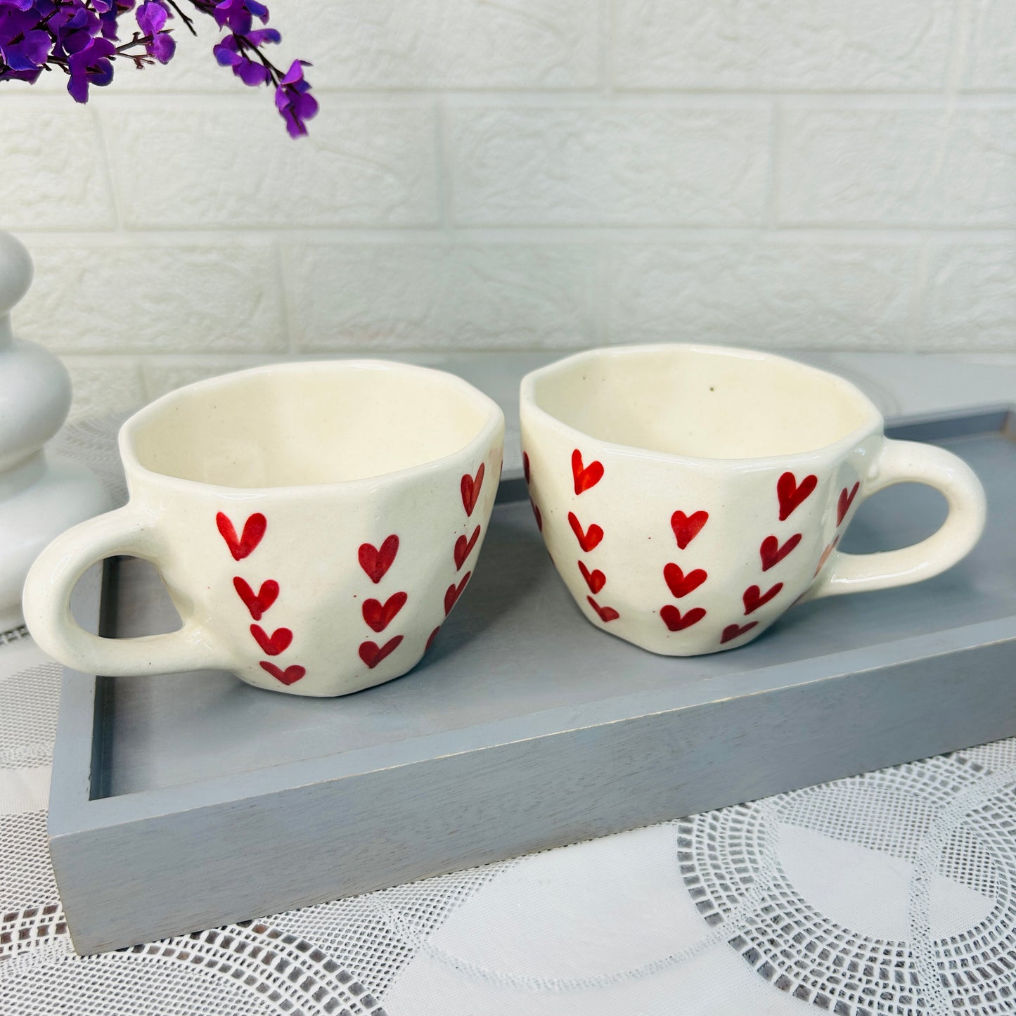 Red Heart Ceramic Mug & Bowl Set – 3-Piece Love Collection