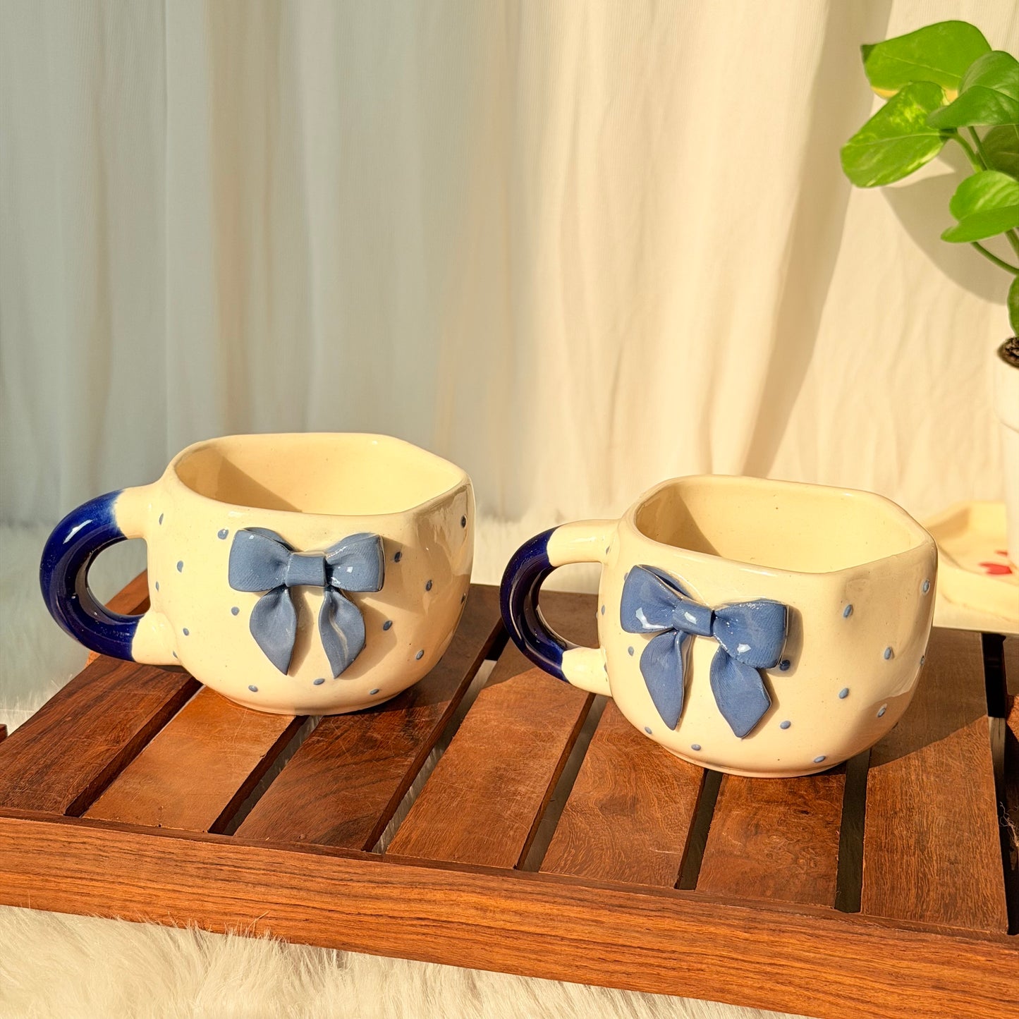 Midnight Blue Bow Ceramic Coffee Mug