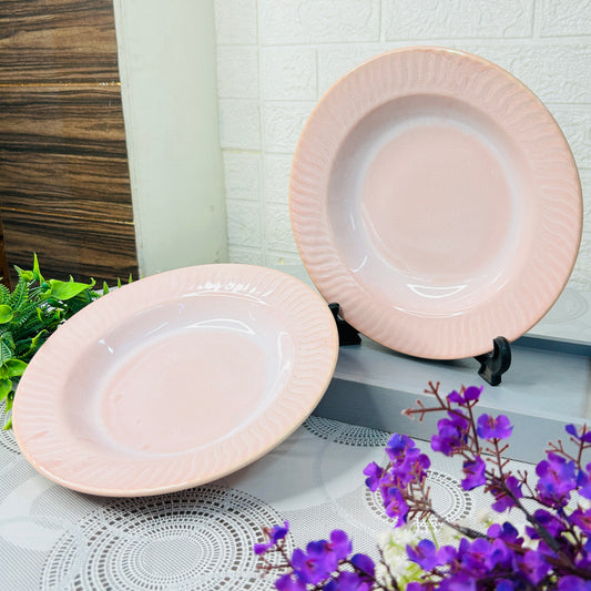 Blush Pink 9-Inch Pasta Plate – Elegant Ceramic Dining Plate