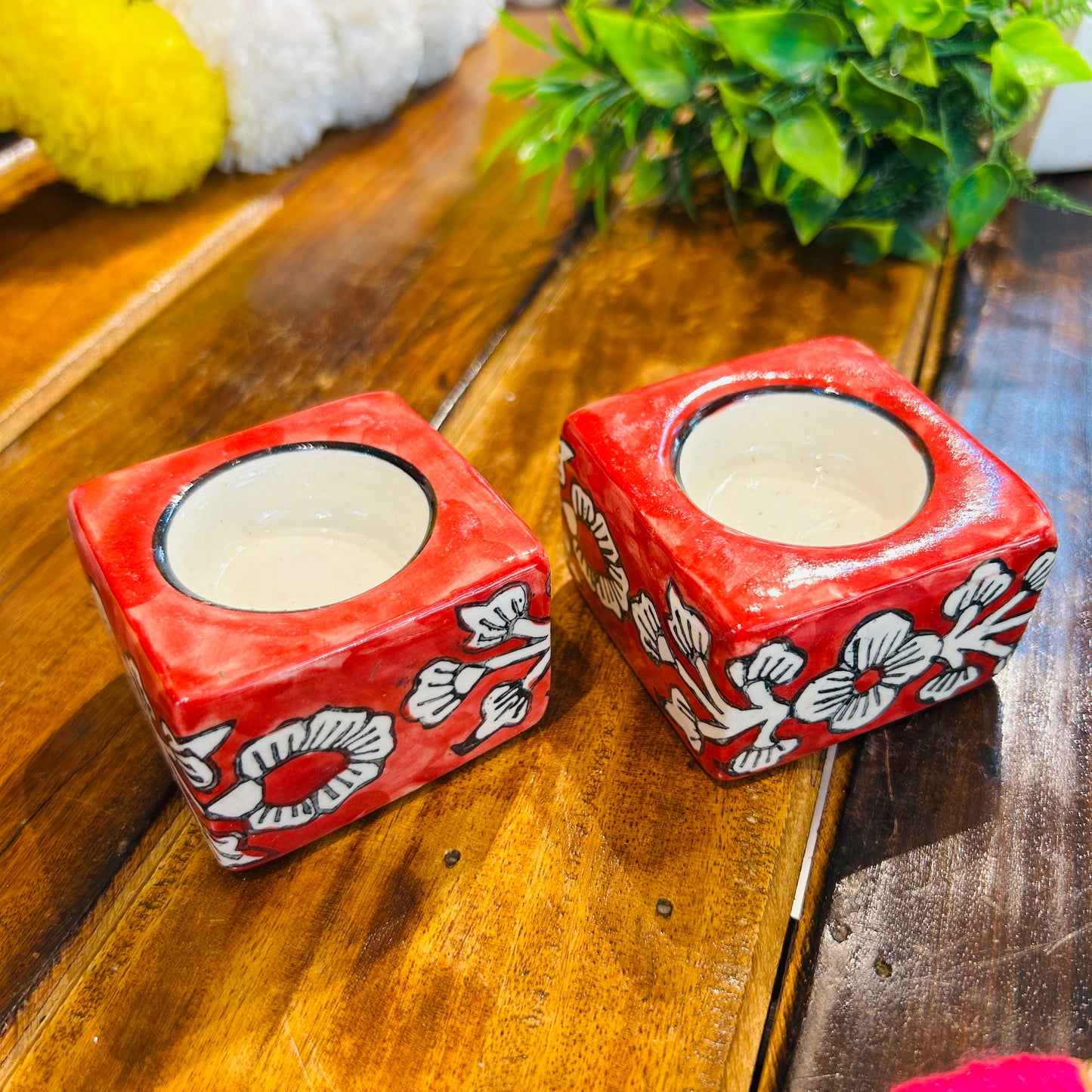 Red Square T-Light Holder ( set of 2 )