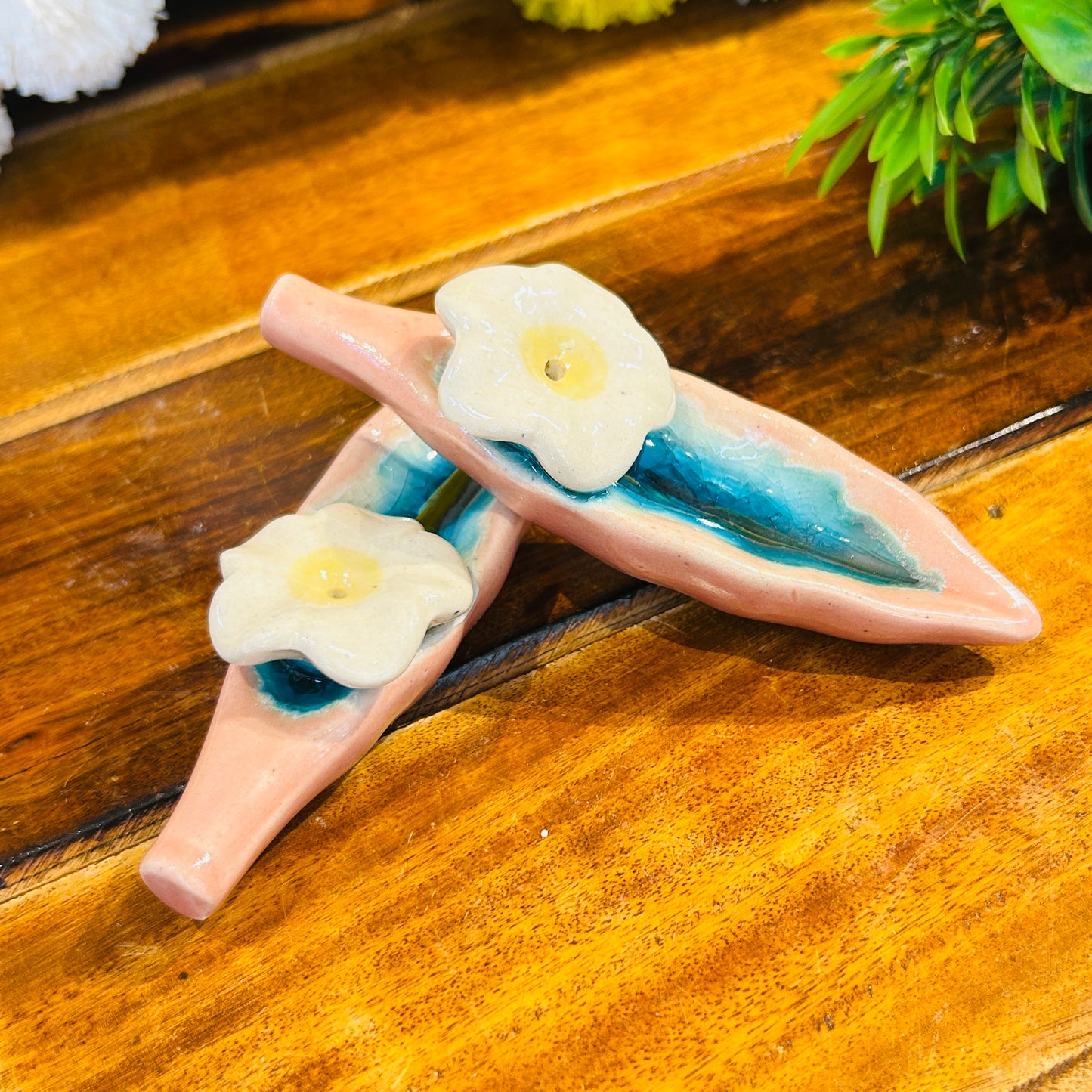 Pink Leaf Incense Stick Holder ( pack of 1 )