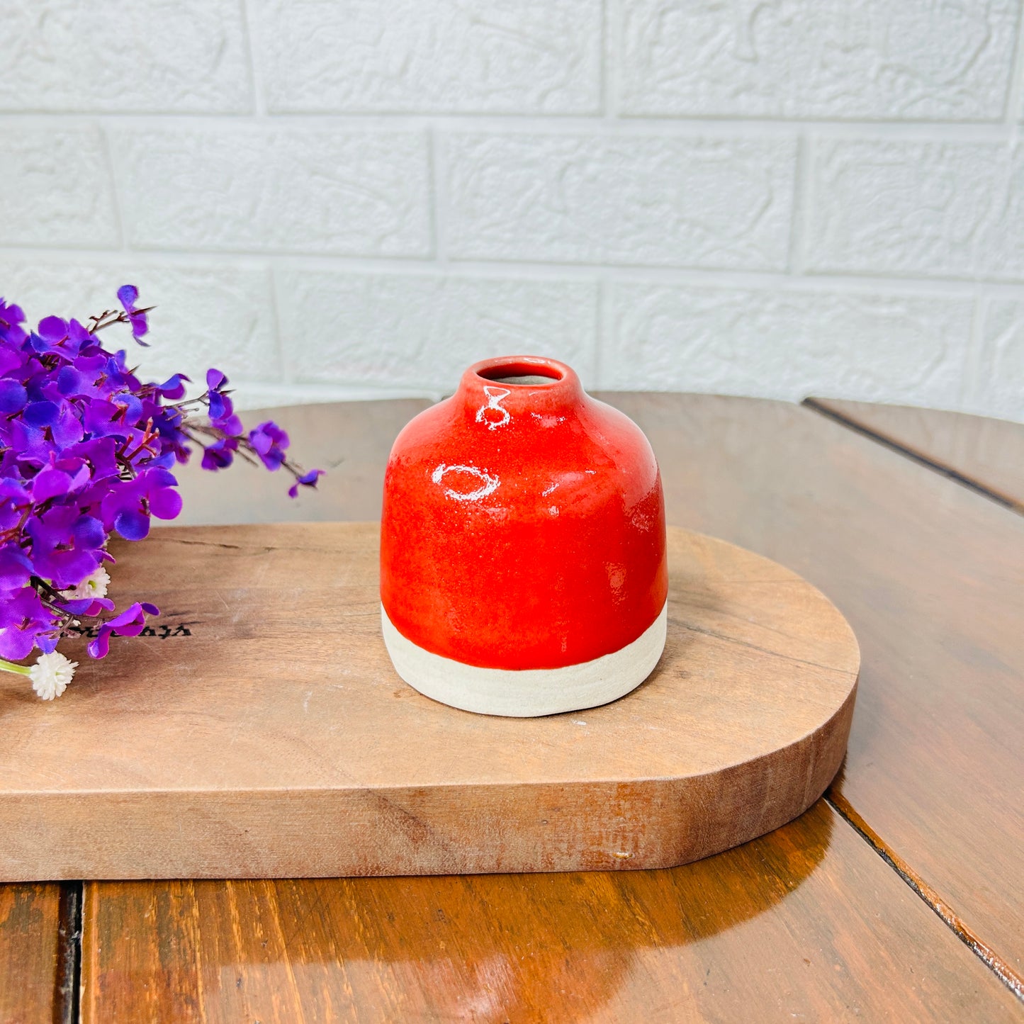 Scarlet Glow Mini Ceramic Vase Set