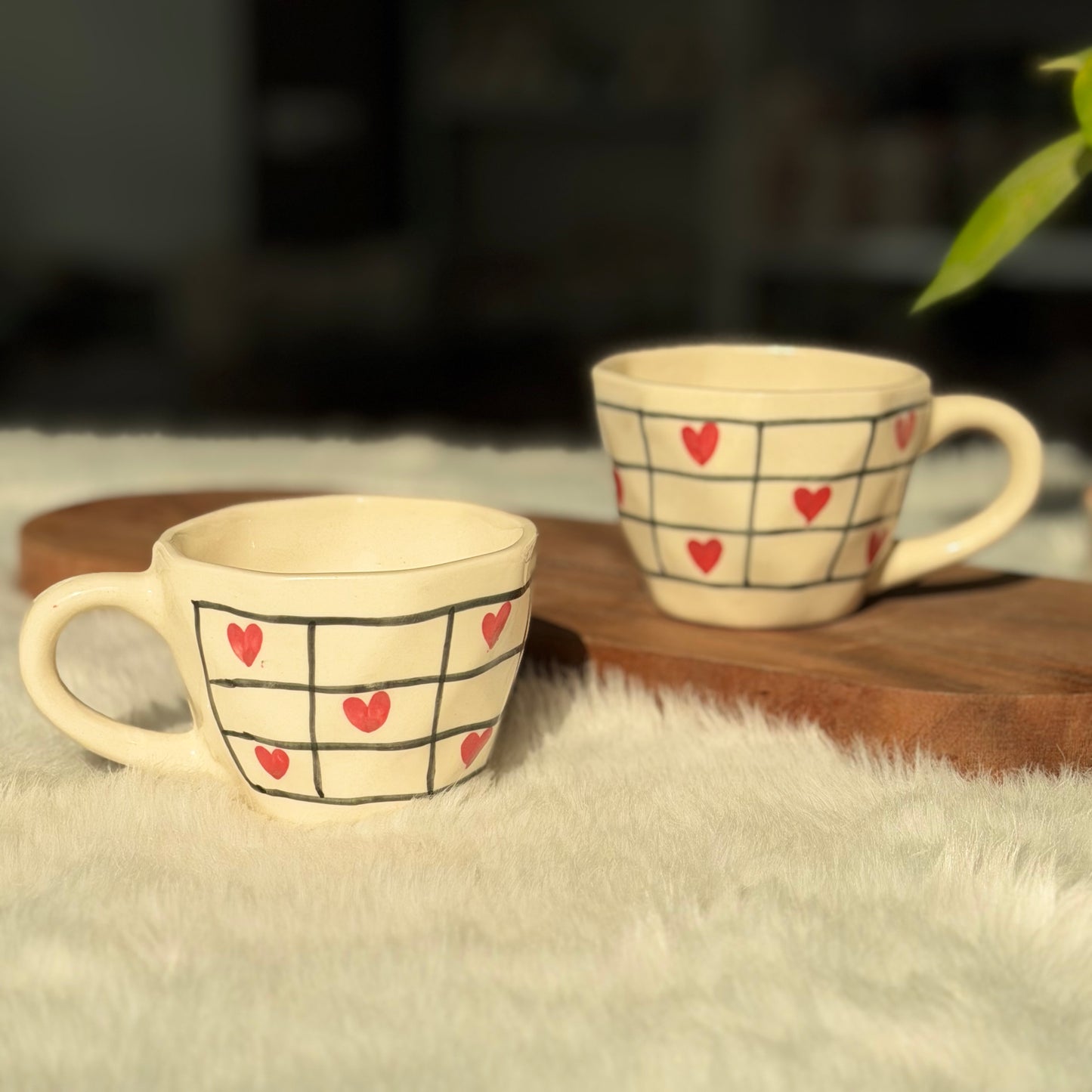 Sweetheart Checkered Ceramic Coffee Mug – Heart Edition