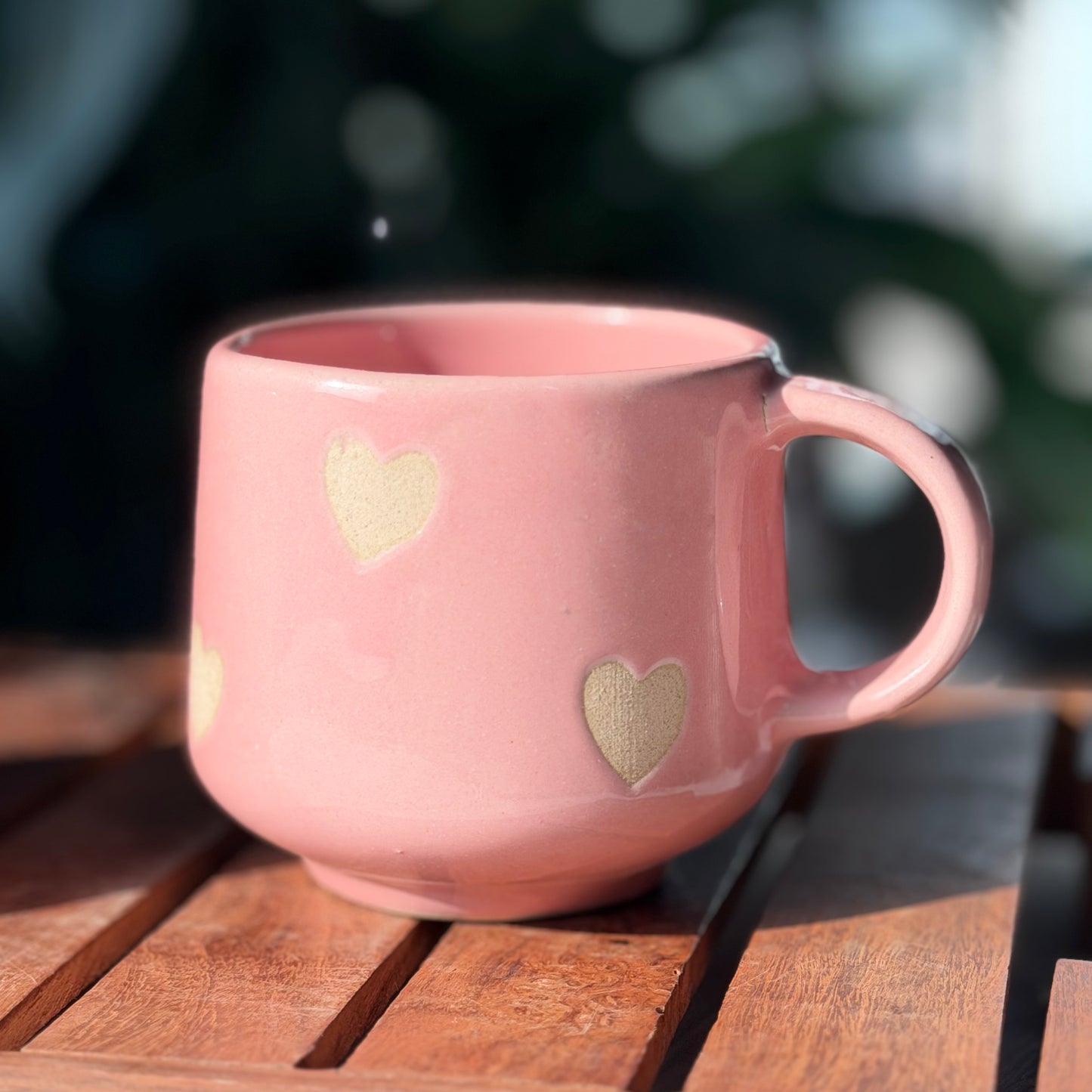 Blush Pink Heart Ceramic Mug