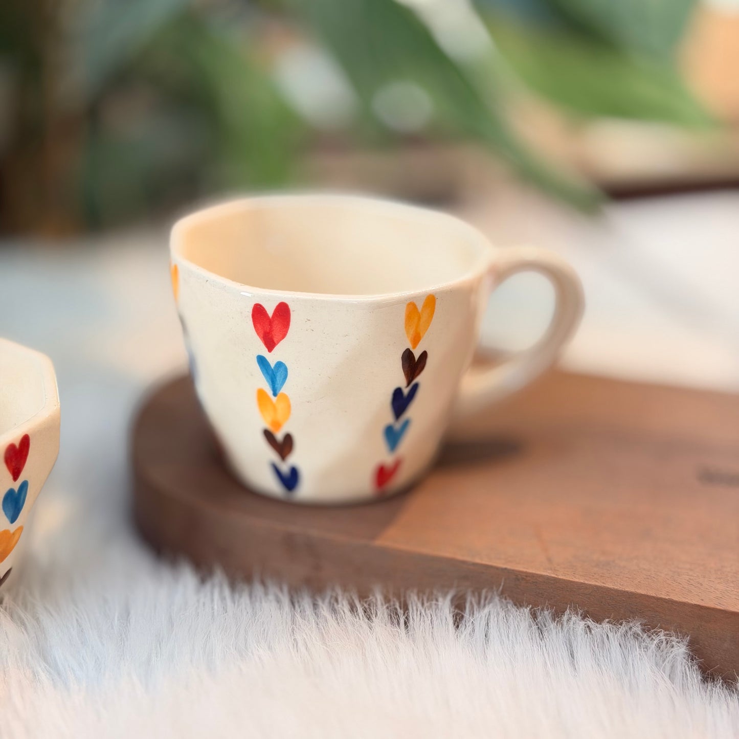 Rainbow Hearts Ceramic Coffee Mug – Aesthetic Love Mug (300 ml)