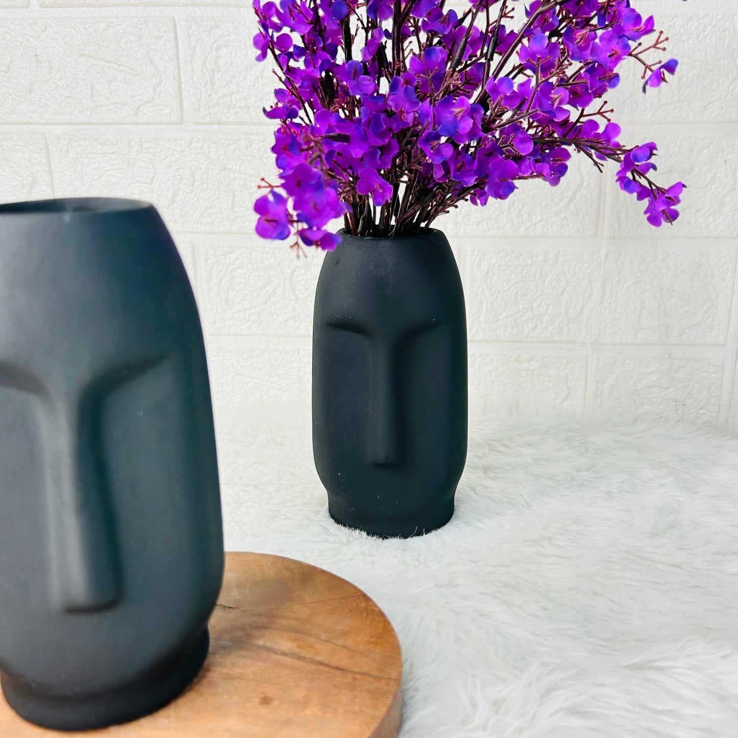 Monochrome Tribal Face Ceramic Vase Set