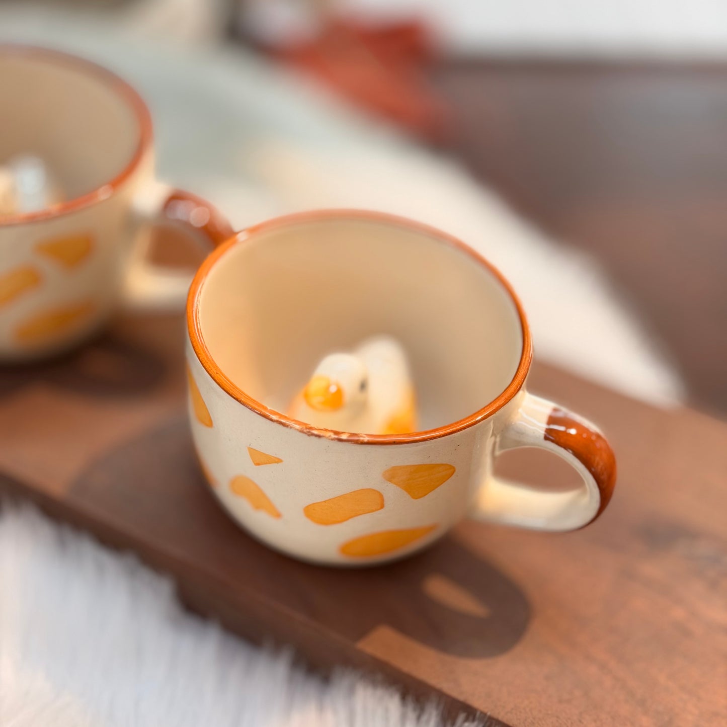 Terrazzo Ceramic Coffee Mug with 3D Duck | Artisan Tea & Coffee Cup