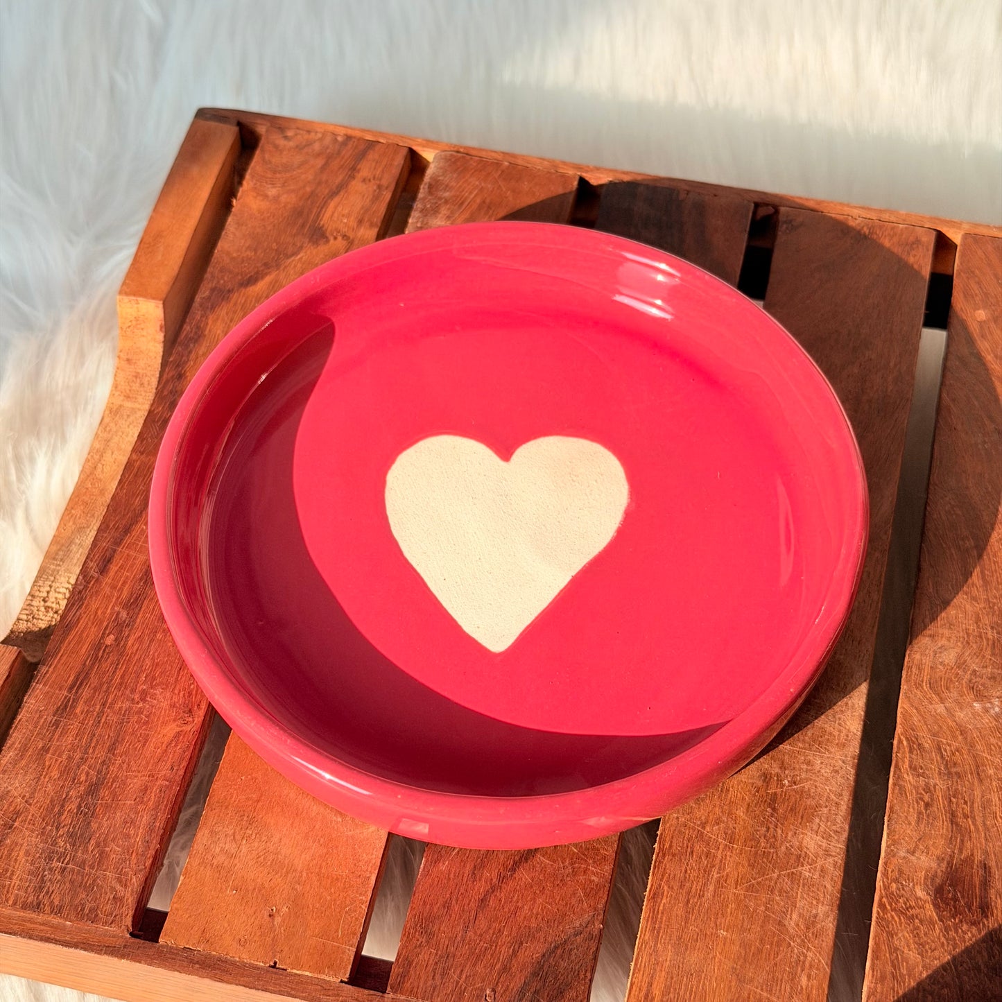 Red Heart Serving Snack Plate