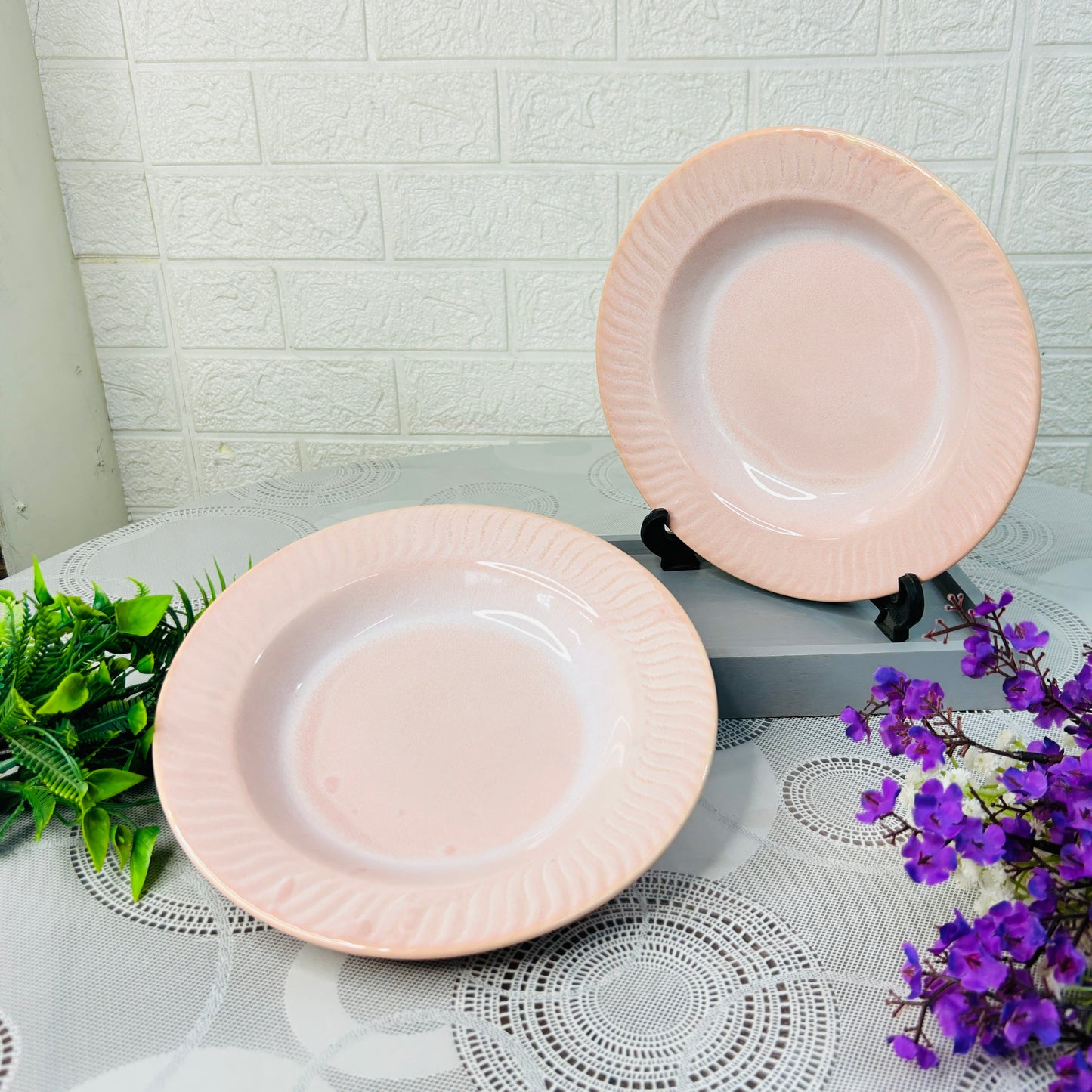 Blush Pink 9-Inch Pasta Plate – Elegant Ceramic Dining Plate