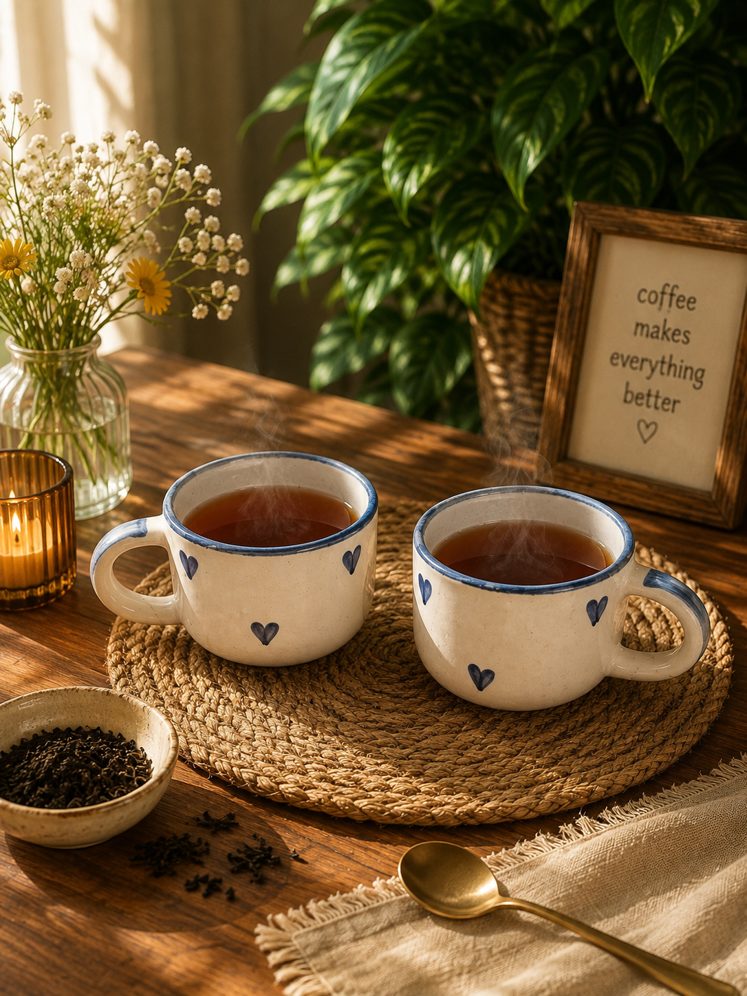 Blue Heart Ceramic Coffee Mug