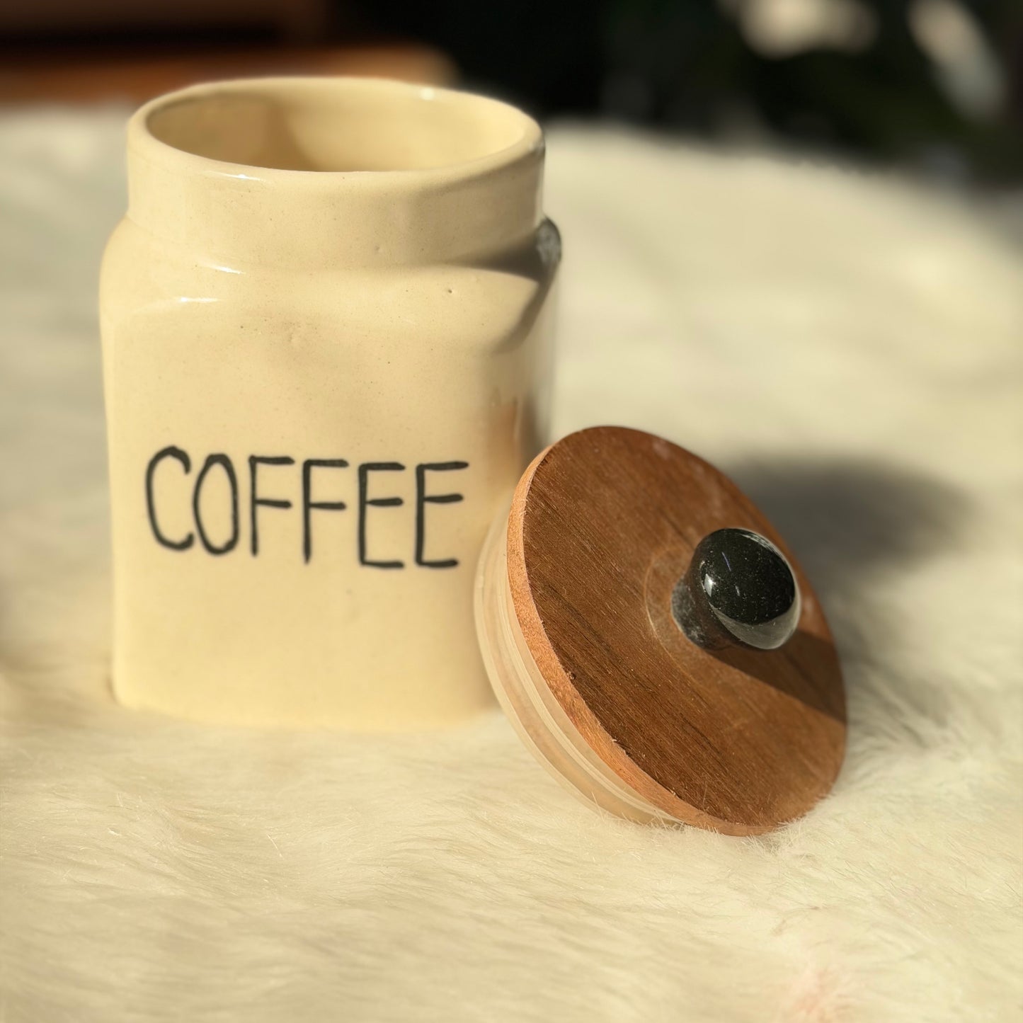 Coffee Canister with Wooden Lid