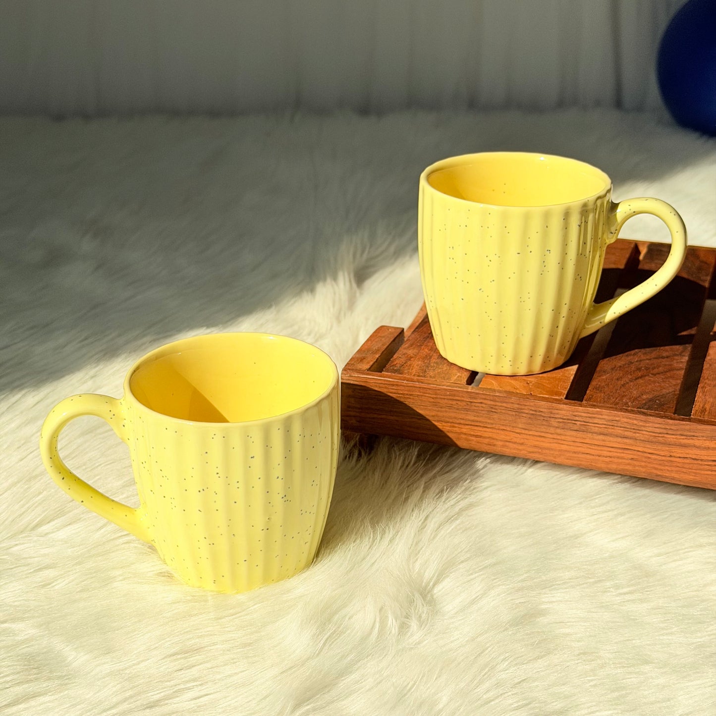 SunnySpeck Ribbed Ceramic Coffee Mug