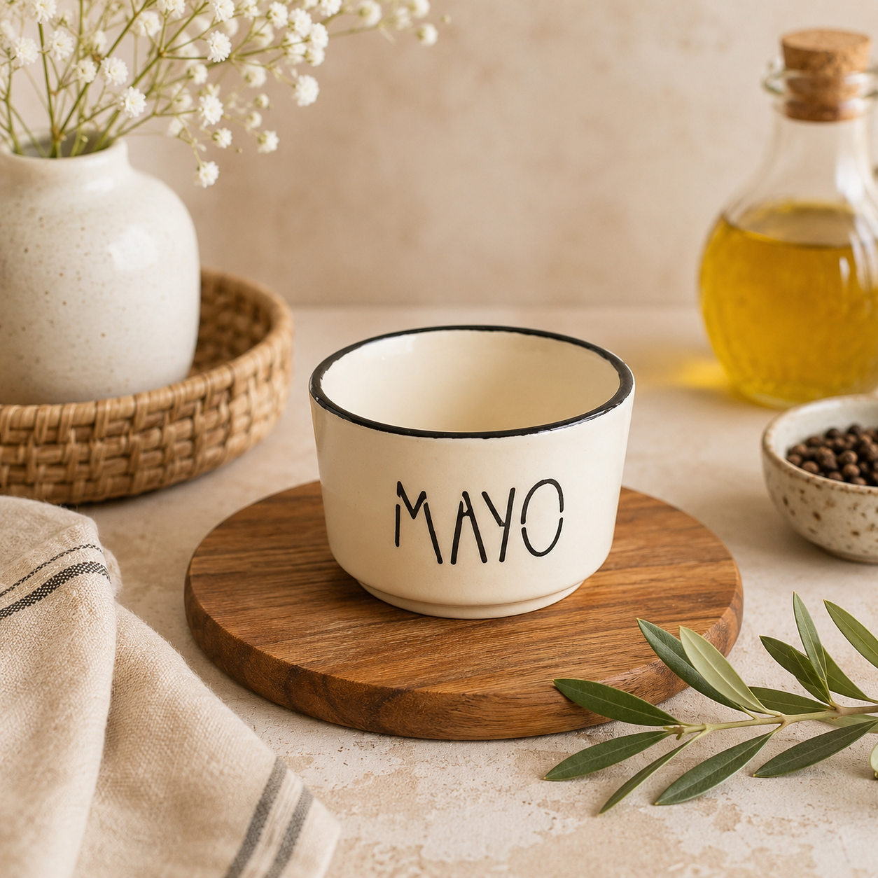 Ceramic Mayo Dip Bowl | Sauce & Condiment Serving Bowl