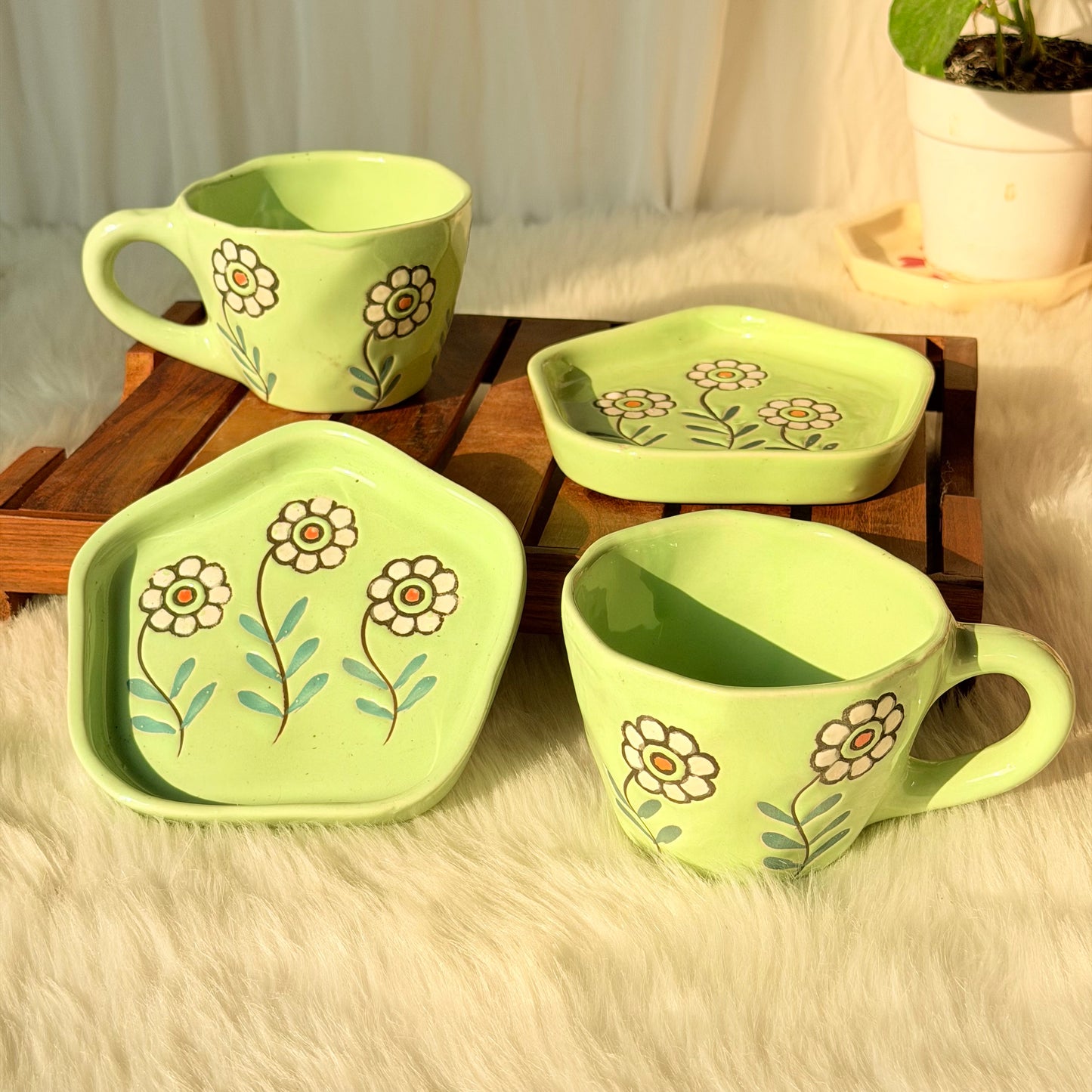 Meadow Bloom Ceramic Cup & Saucer Set
