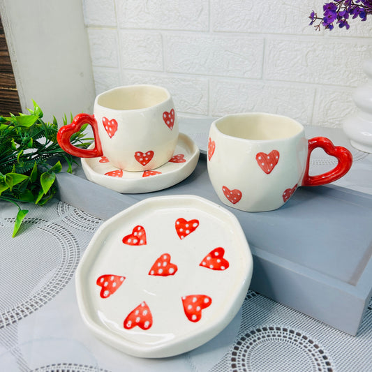 Sweetheart Heart-Shaped Cup & Saucer – Cute Ceramic Tea Set