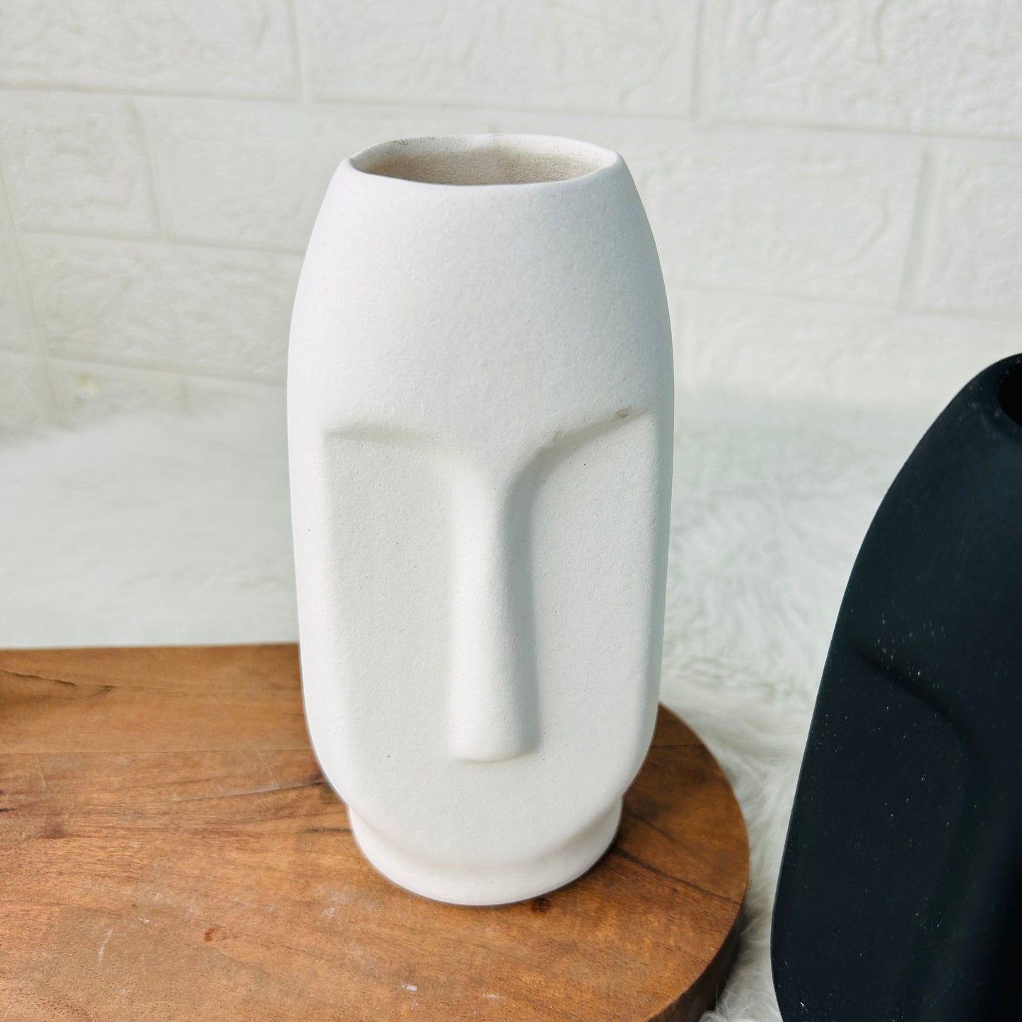 Monochrome Tribal Face Ceramic Vase Set