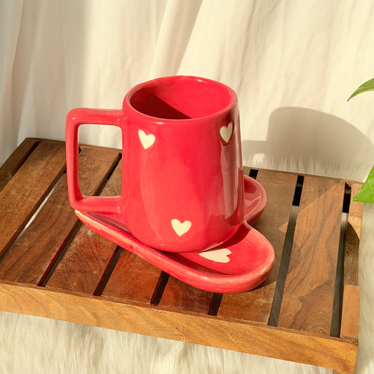 Love Brew Valentine Mug & Heart Tray Set
