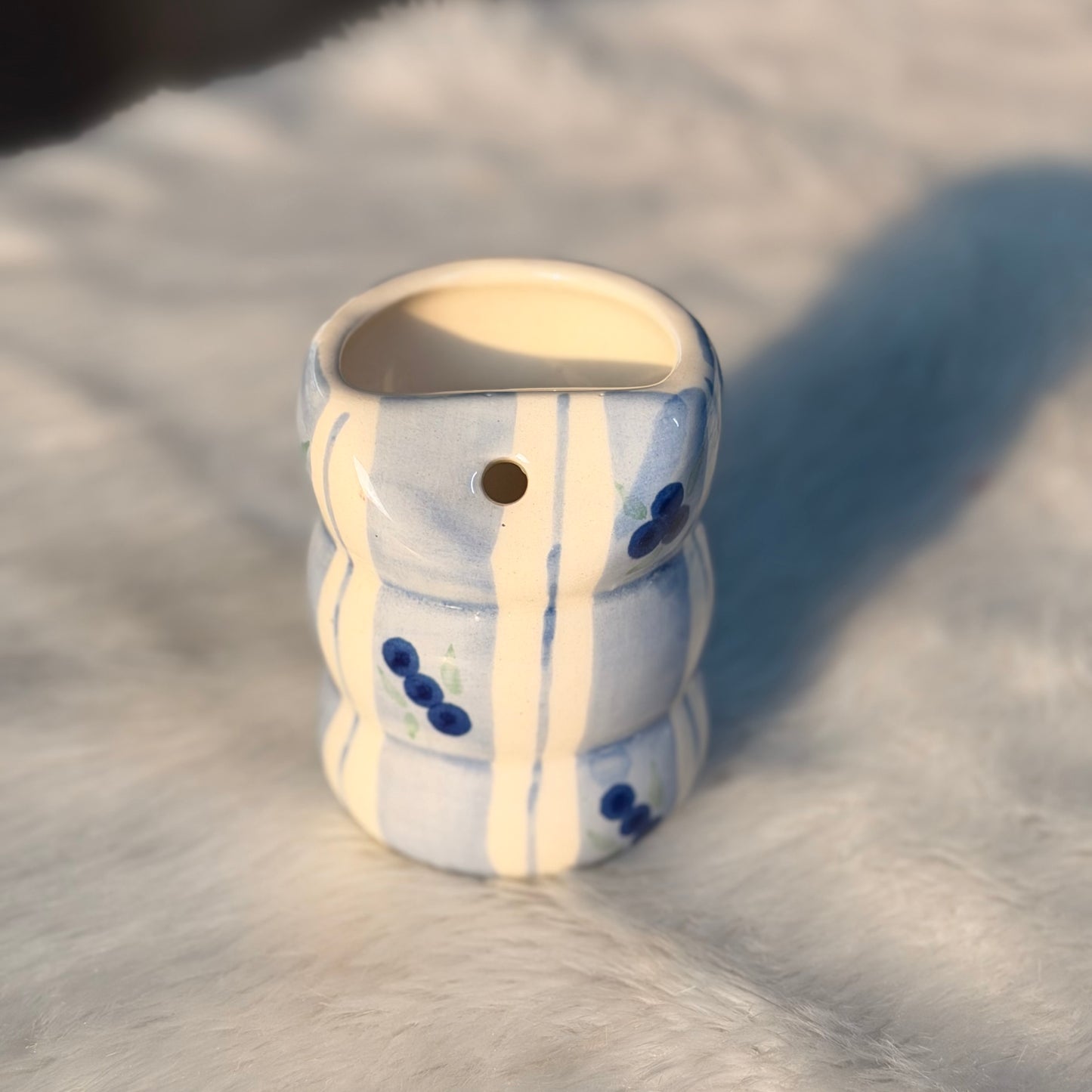 Blueberry Ripple Ceramic Tumbler with Steel Straw