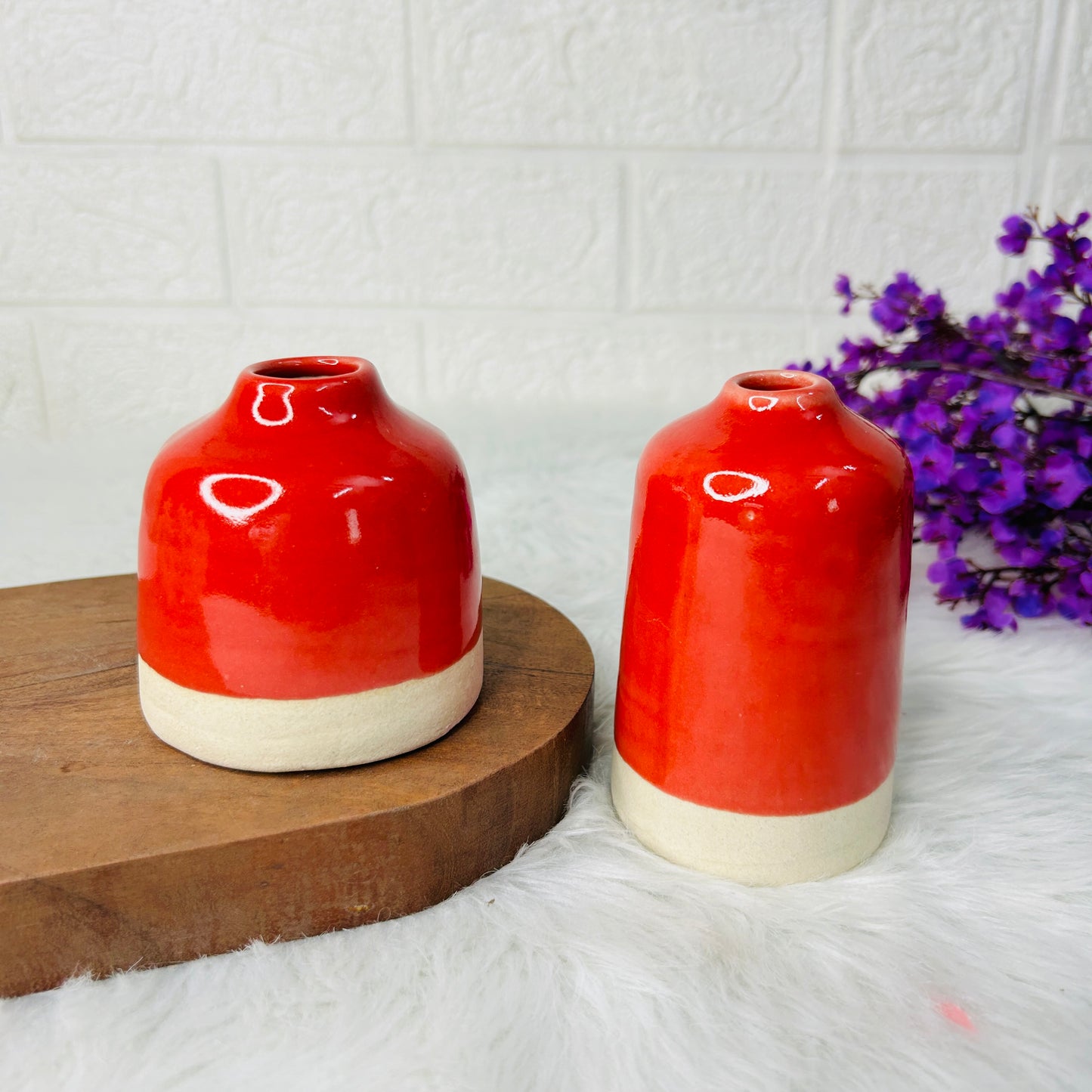 Scarlet Glow Mini Ceramic Vase Set