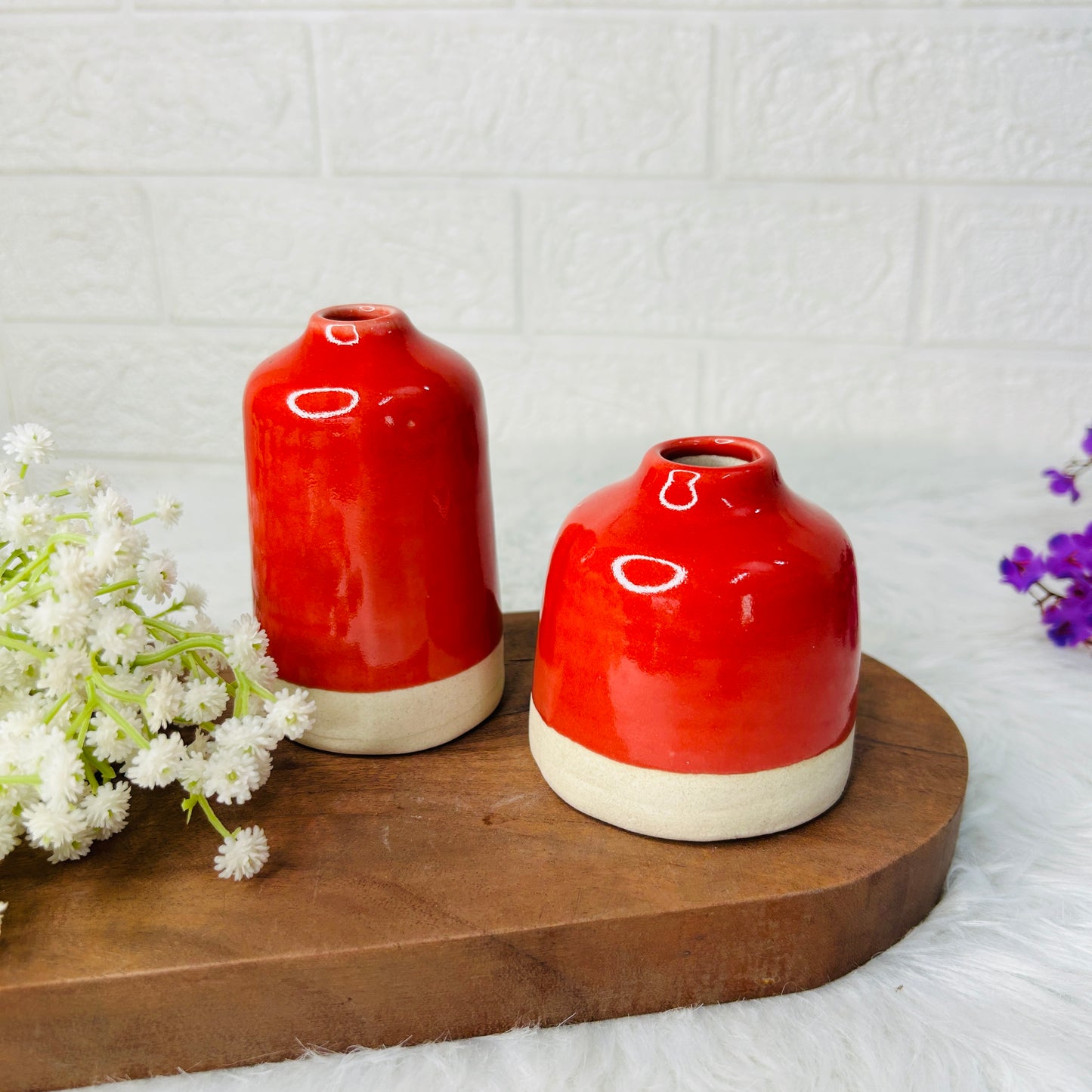 Scarlet Glow Mini Ceramic Vase Set