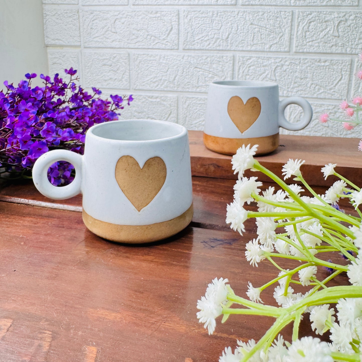 White Heart Mug – Handcrafted Ceramic Coffee Mug