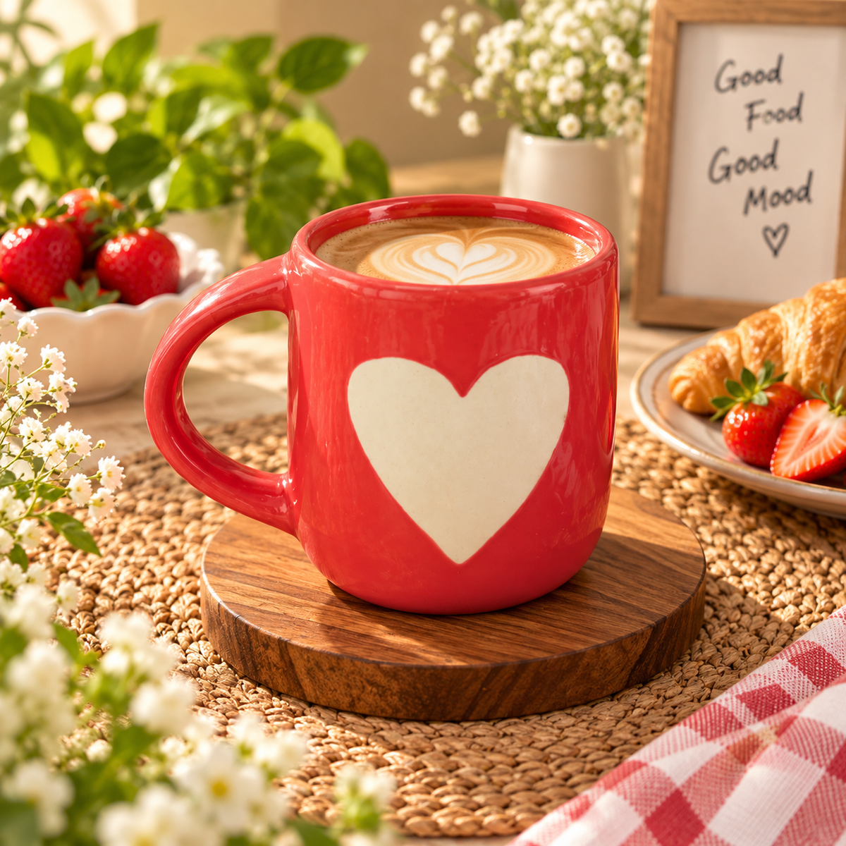 Red Heart Ceramic Coffee Mug