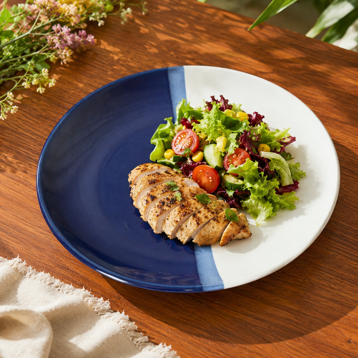 Midnight Blue Dual-Tone Ceramic Dinner Plate