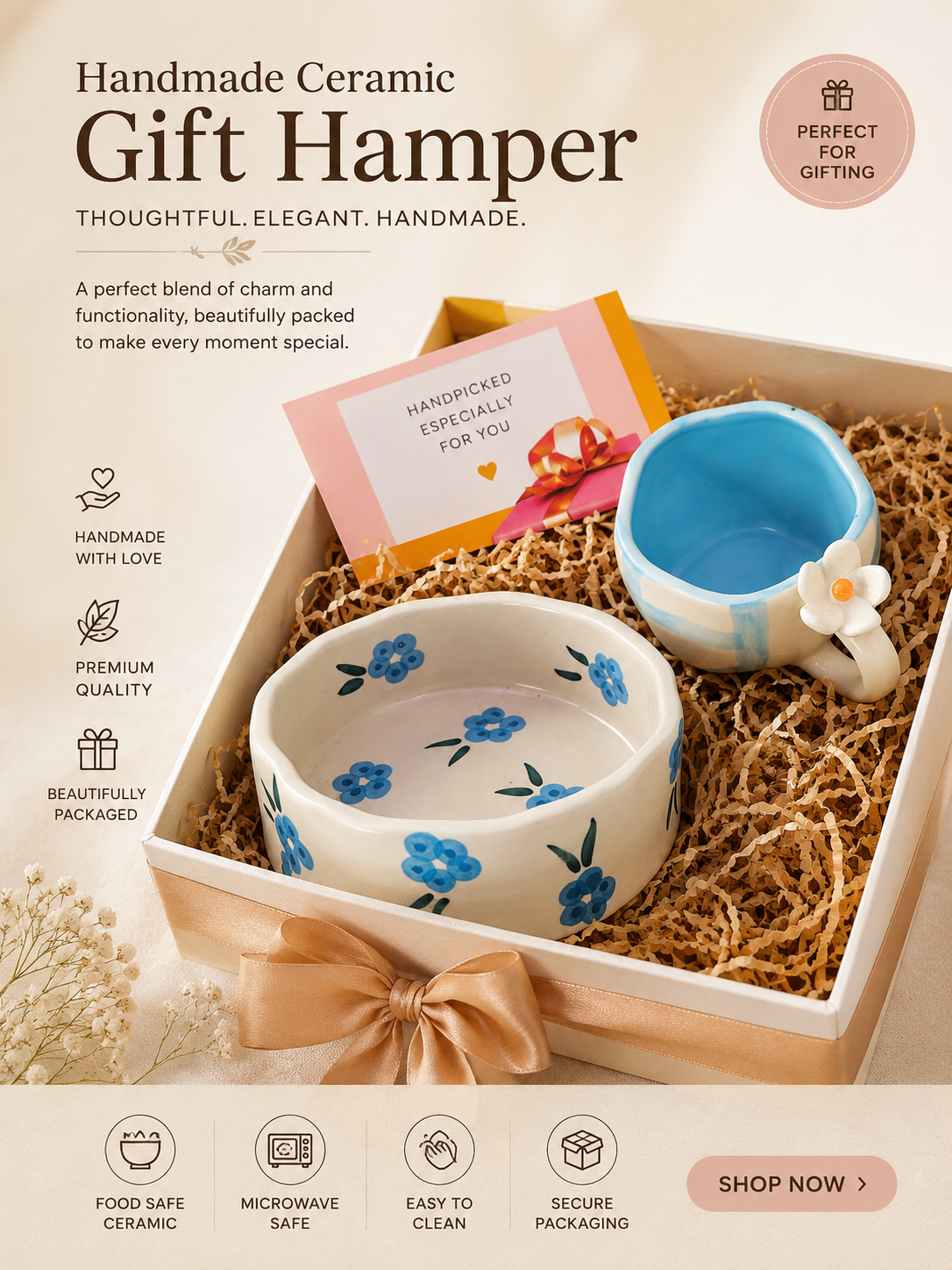 Handmade Blue Floral Ceramic Gift Hamper