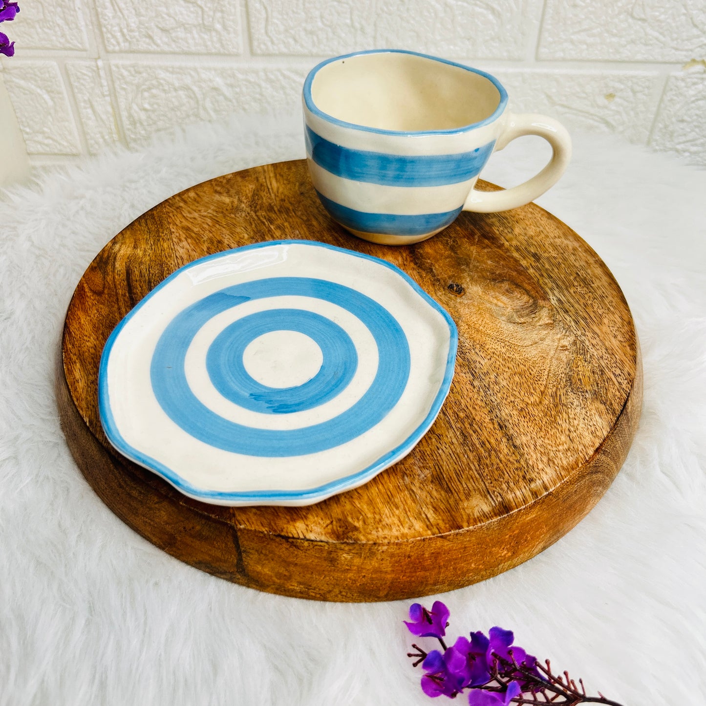Sky Blue Rainbow Cup & Saucer (Pack of 1)