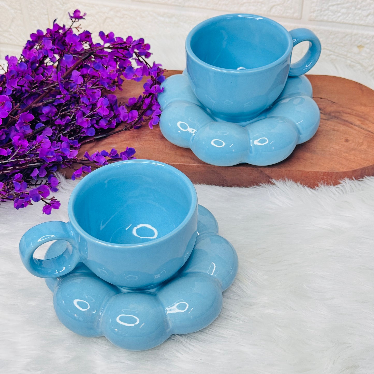 Blue Bubble Cup & Saucer (Pack of 1)