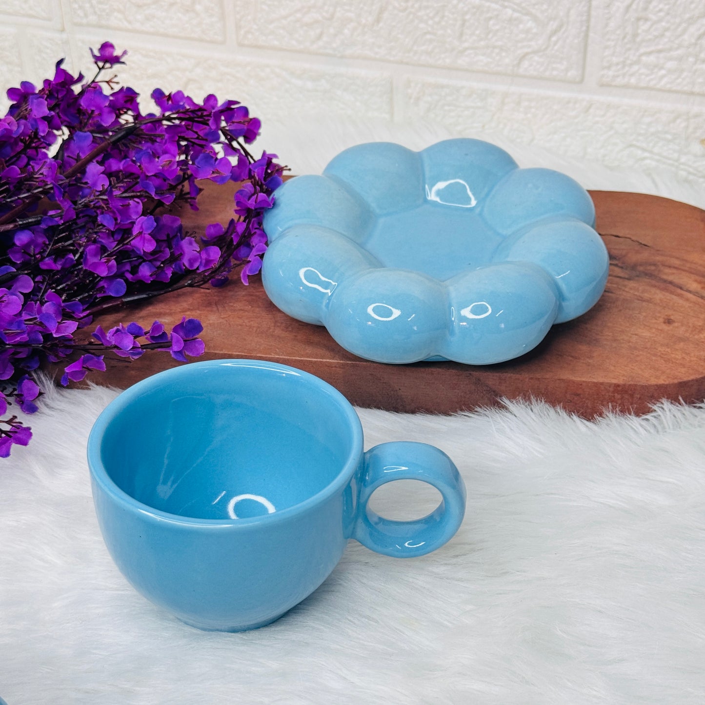 Blue Bubble Cup & Saucer (Pack of 1)