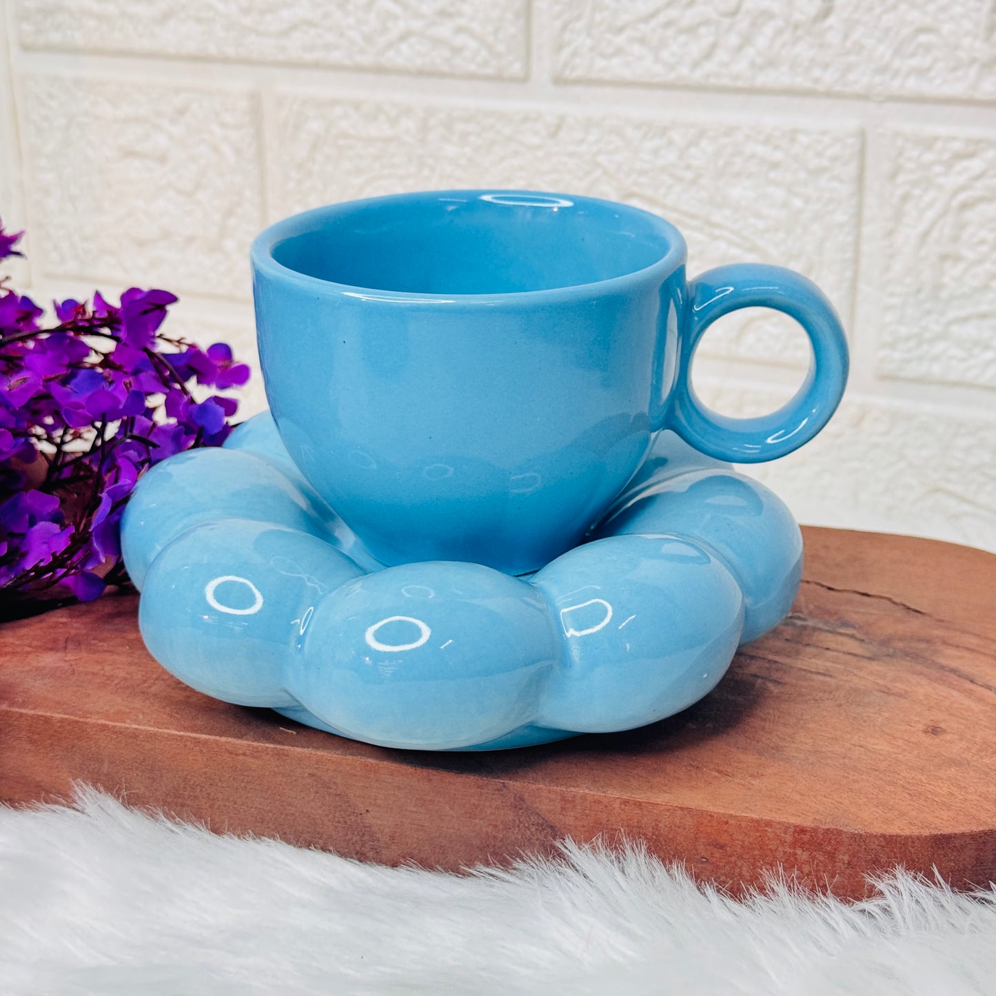 Blue Bubble Cup & Saucer (Pack of 1)