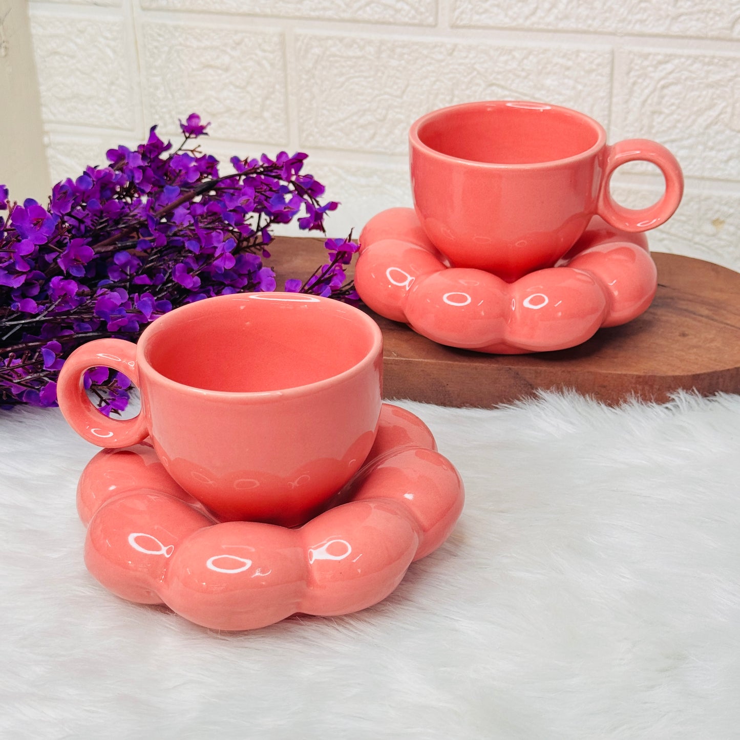 Peach Bubble Cup Saucer (Pack of 1)