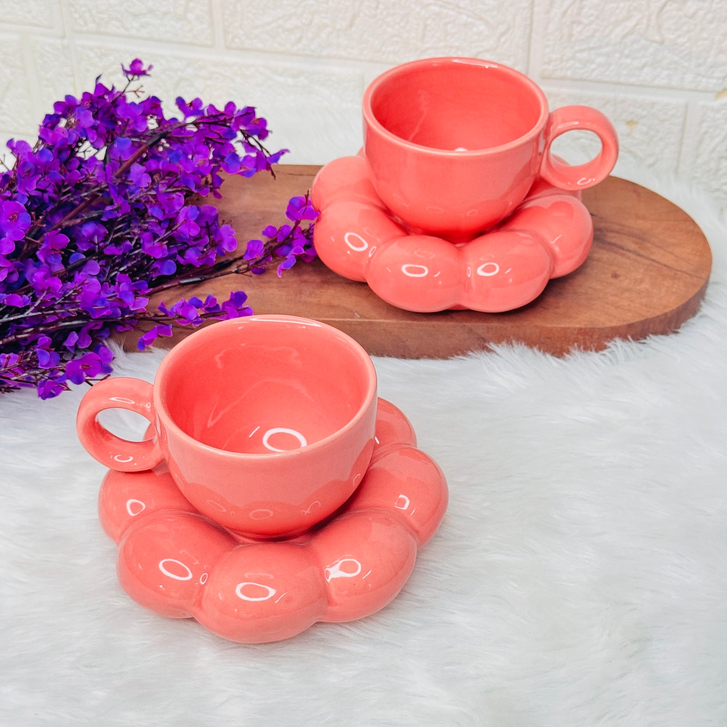 Peach Bubble Cup Saucer (Pack of 1)