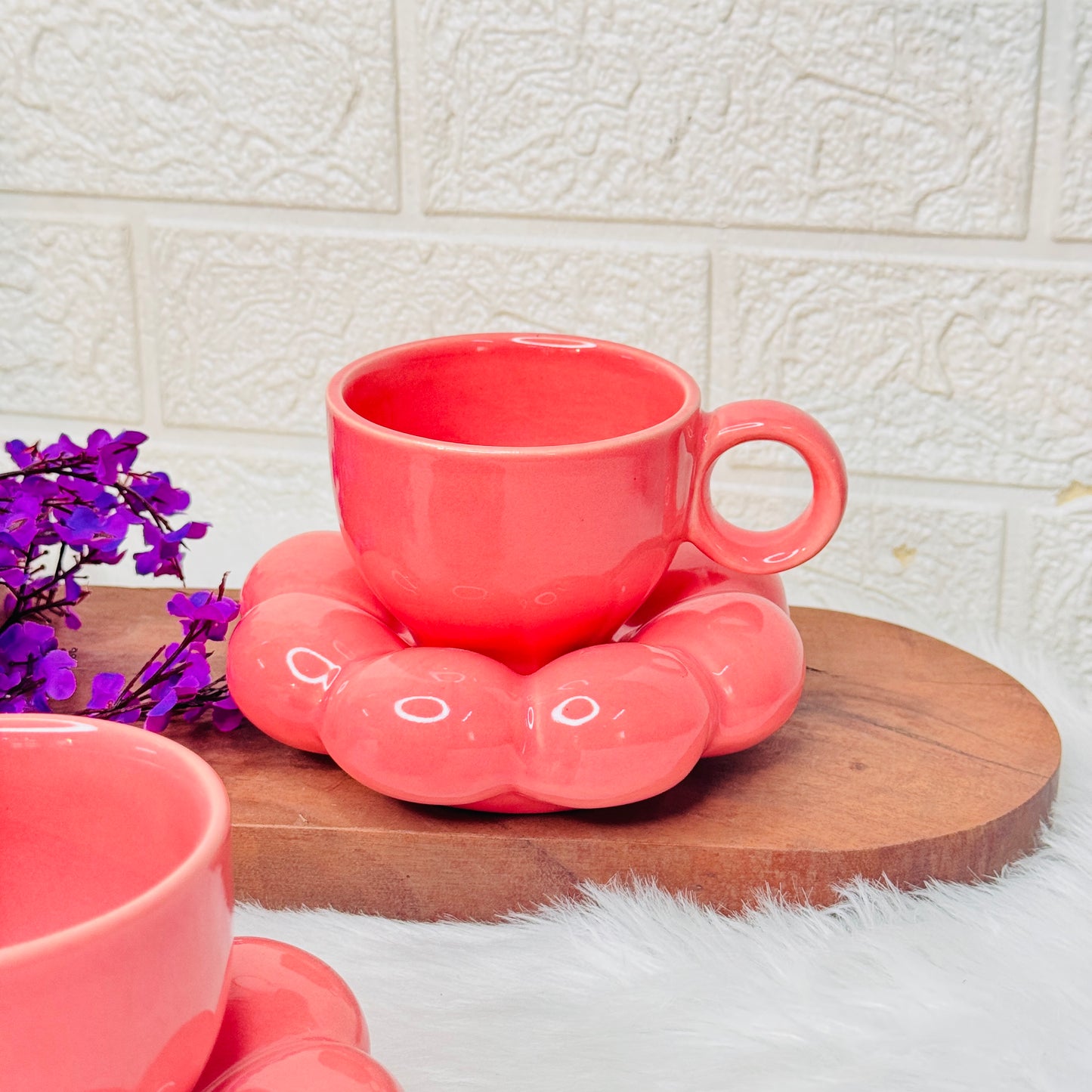 Peach Bubble Cup Saucer (Pack of 1)