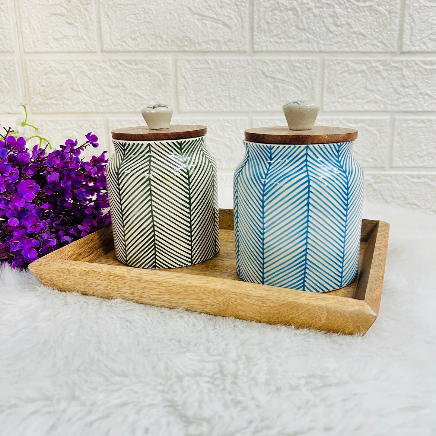 Zebra Jar Set with Tray (Pack of 2)