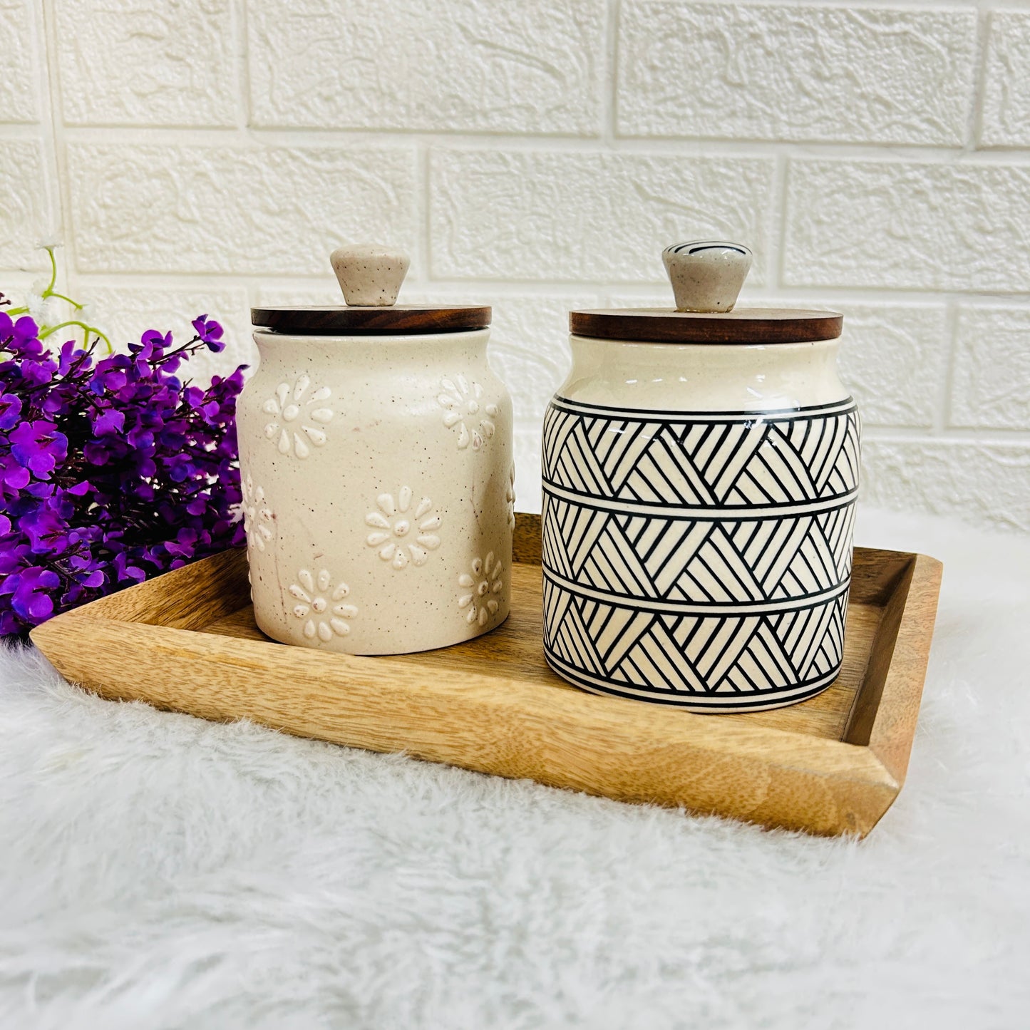Bloom Jar Set with Tray(Pack of 2)