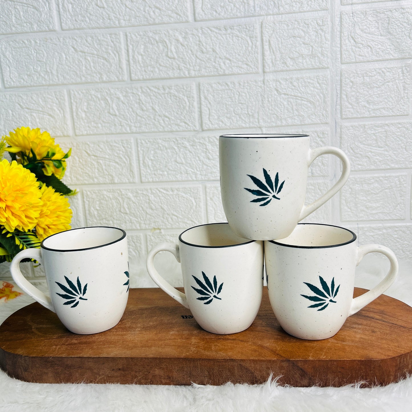 White Leaf Mug (Pack of 1)