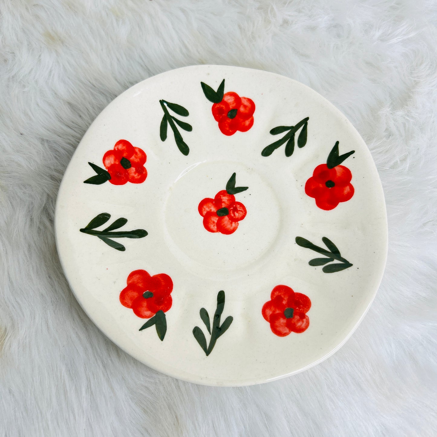 Red Floral Cup Saucer (Pack of 1)